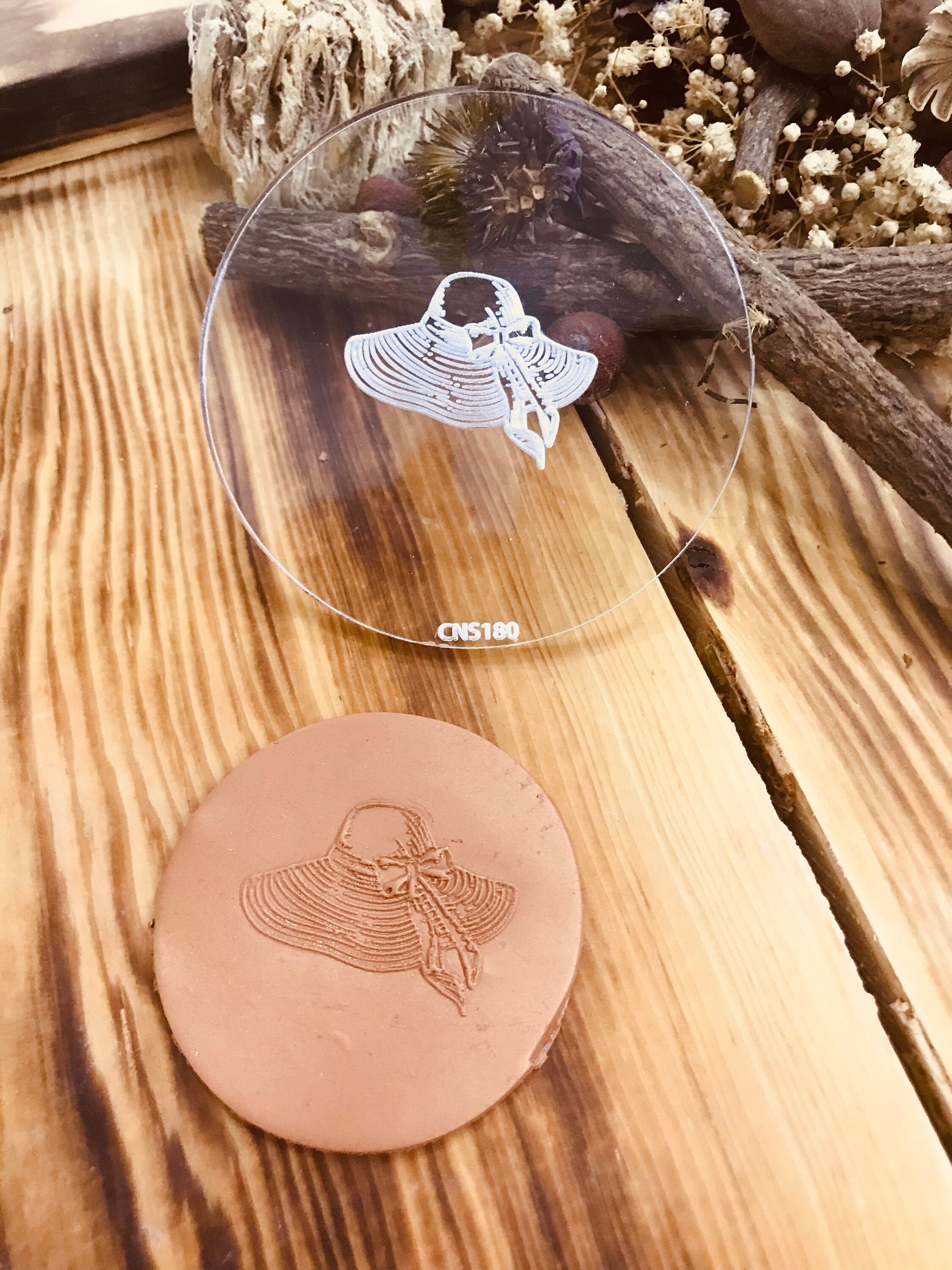 Woman Hat Pattern Texture Mat, Debossing Stamp, Acrylic clay texture tool, Texture Sheet,Ceramic Supplies, Texture Plate