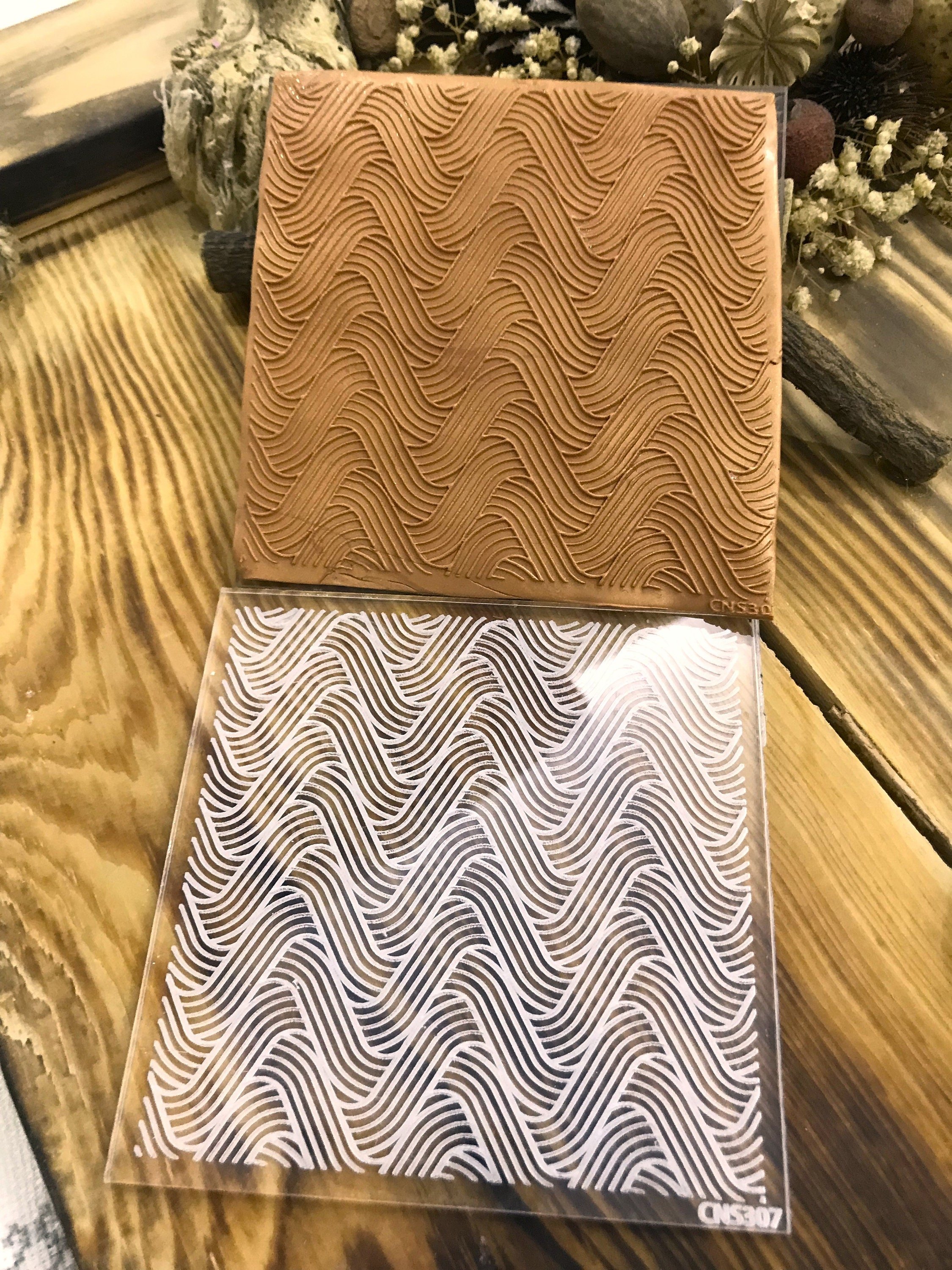 Wave Pattern Acrylic Texture Tile, 10*10cm size,Polymer Clay Embossing Stamp,  Texture Plaque,Texture Tile,Fimo, Sculpey, Cernit