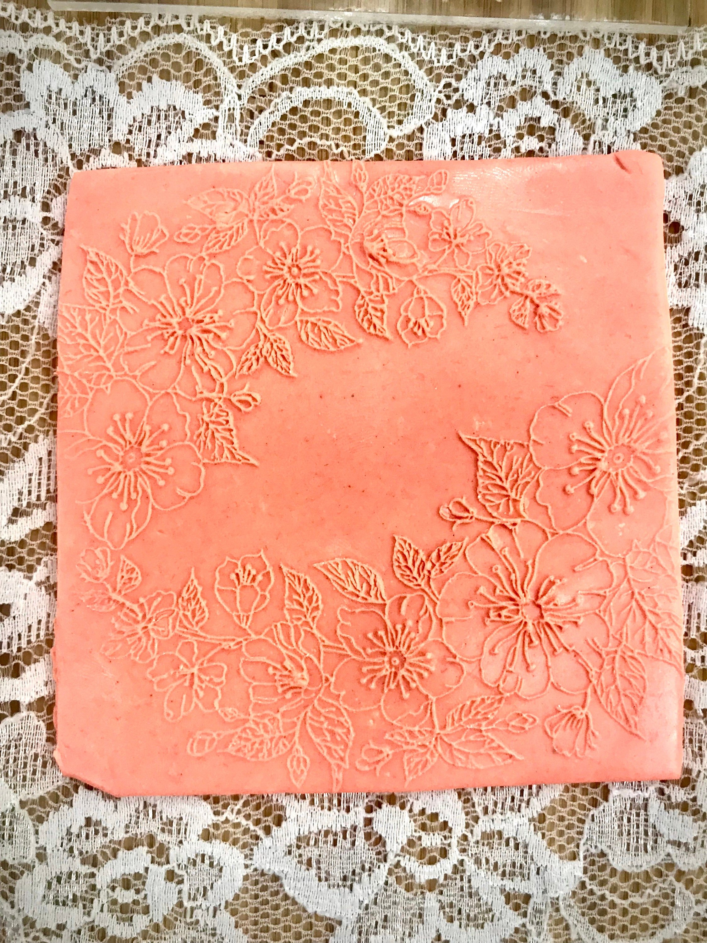 Lace Acrylic Texture Mat Lace Floral Pattern , Texture Tile, Debossing Stamp, Dough Sheeter, Bride Tulle , Ceramic Supplies, Texture Plate