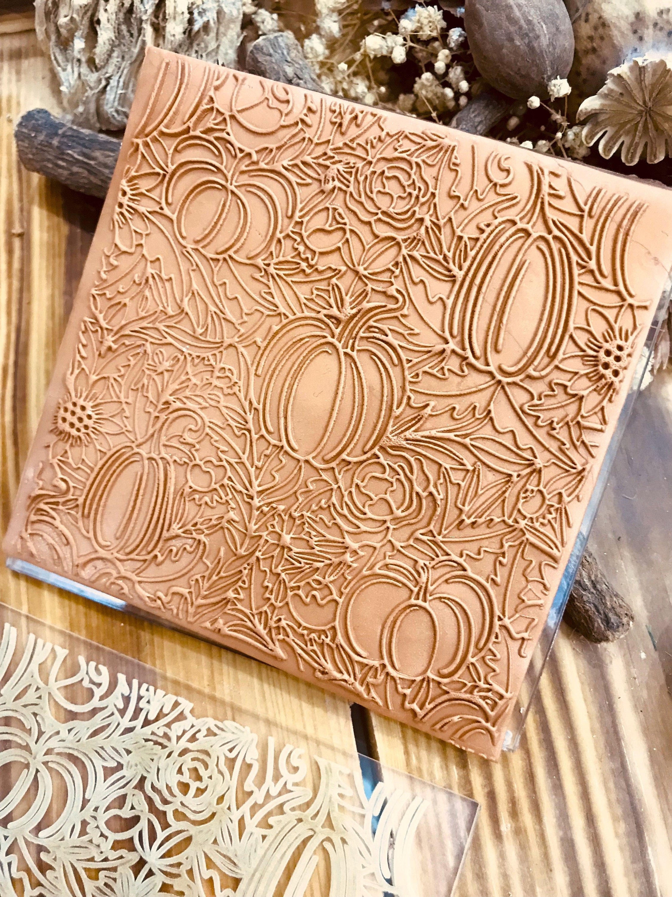 Pumpkin Pattern Acrylic Texture Sheet 10*10cm Size,Polymer Clay Embossing Stamp,  Texture Plaque, Tile,Fimo, Sculpey, Cernit