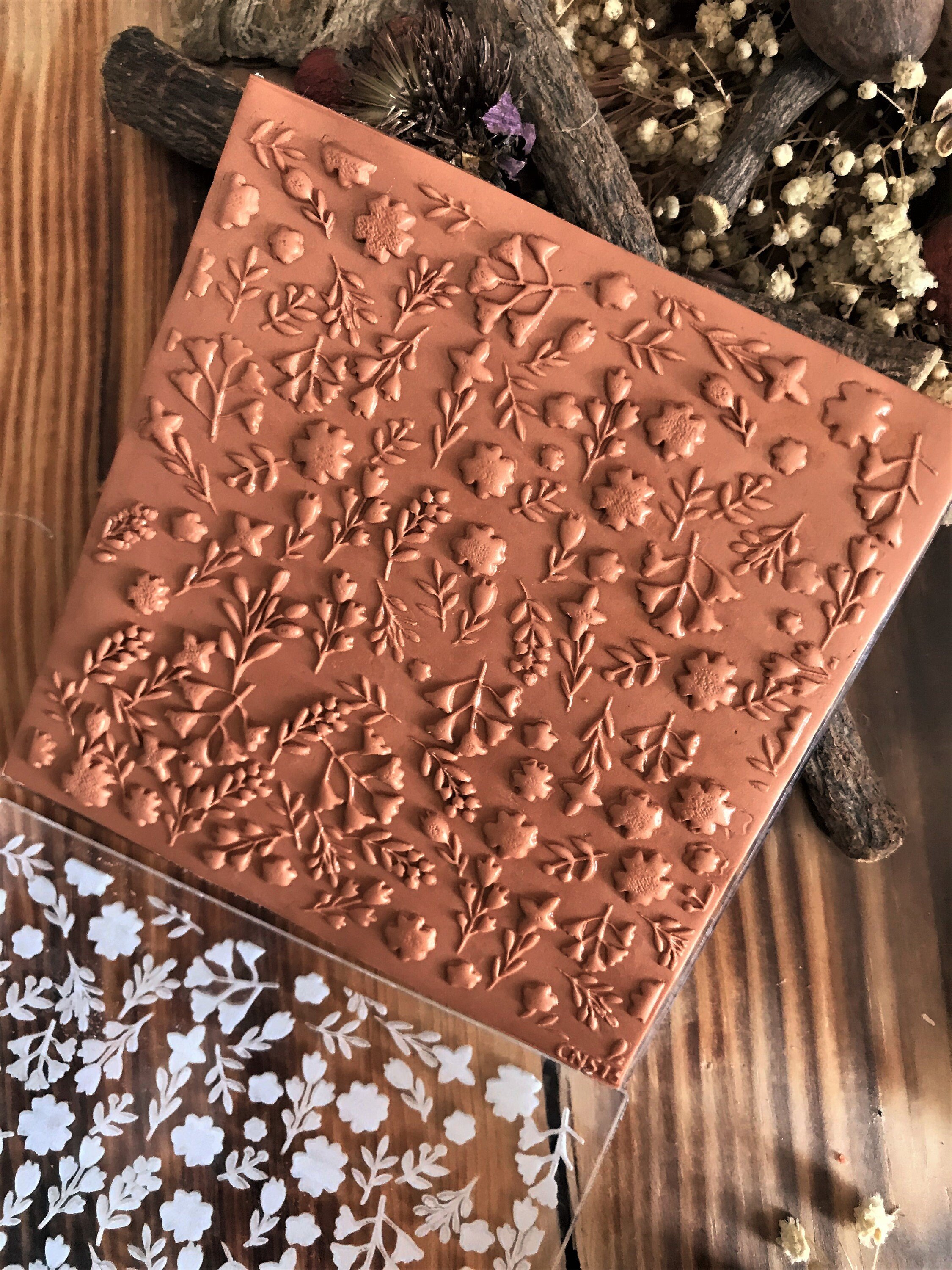 Tiny Florals Texture Mat, Embosser Stamp, Acrylic Clay Texture Sheet Deco, Lace Pattern, Ceramic Earring Supplies, Pattern