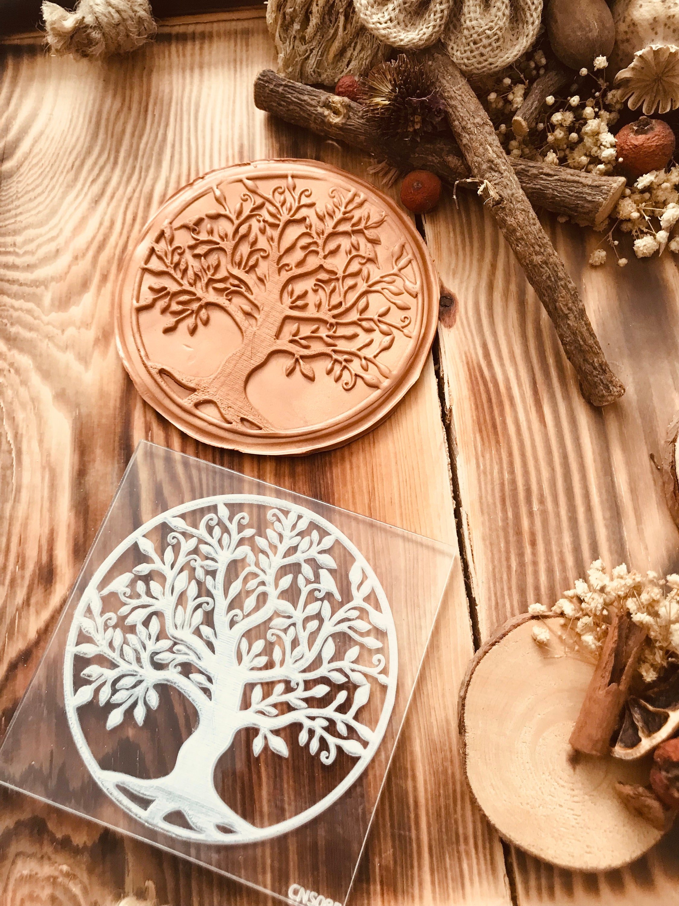 Tree Of Life Pattern embosser fondant stamp, acrylic embosser for cookies, cupcakes, and cake decorating debosser