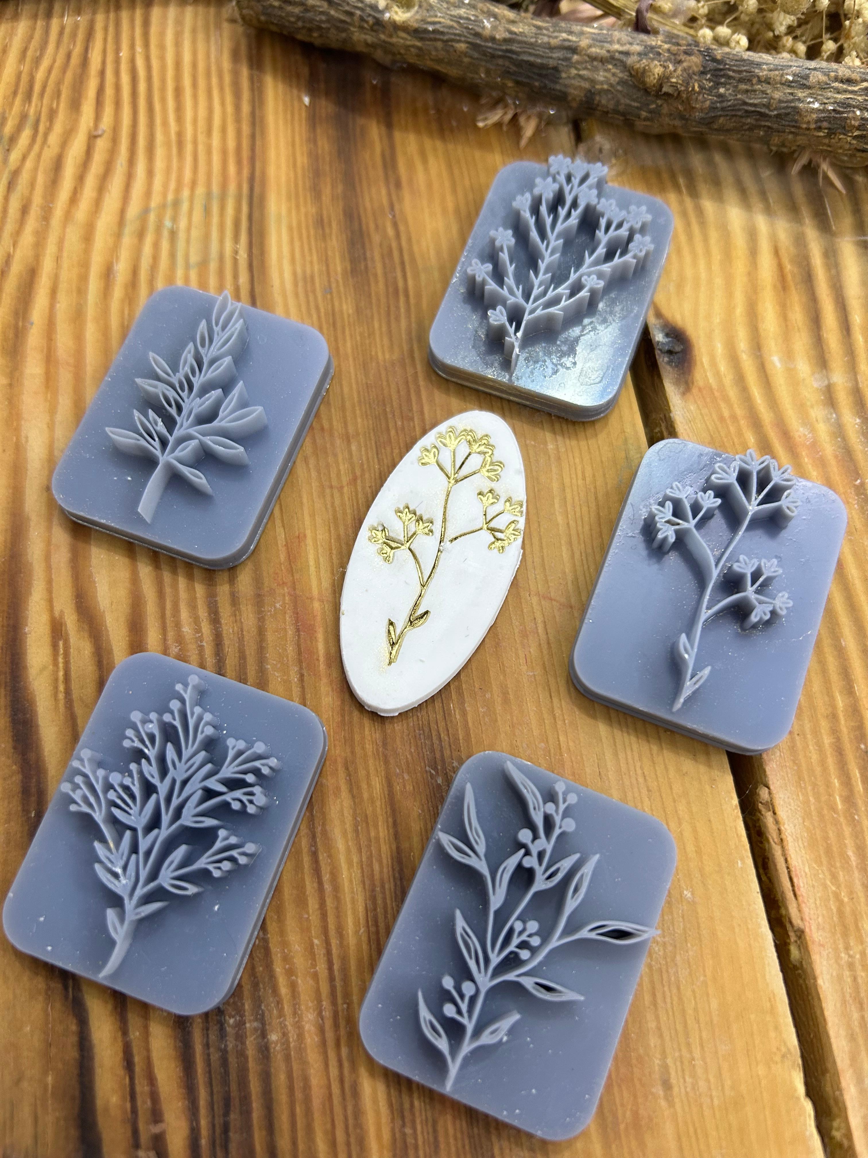 🌸 5-in-1 Floral Deboss Stamp Set – Perfect for Polymer Clay, Soap, Ceramics & Baking! 🌸