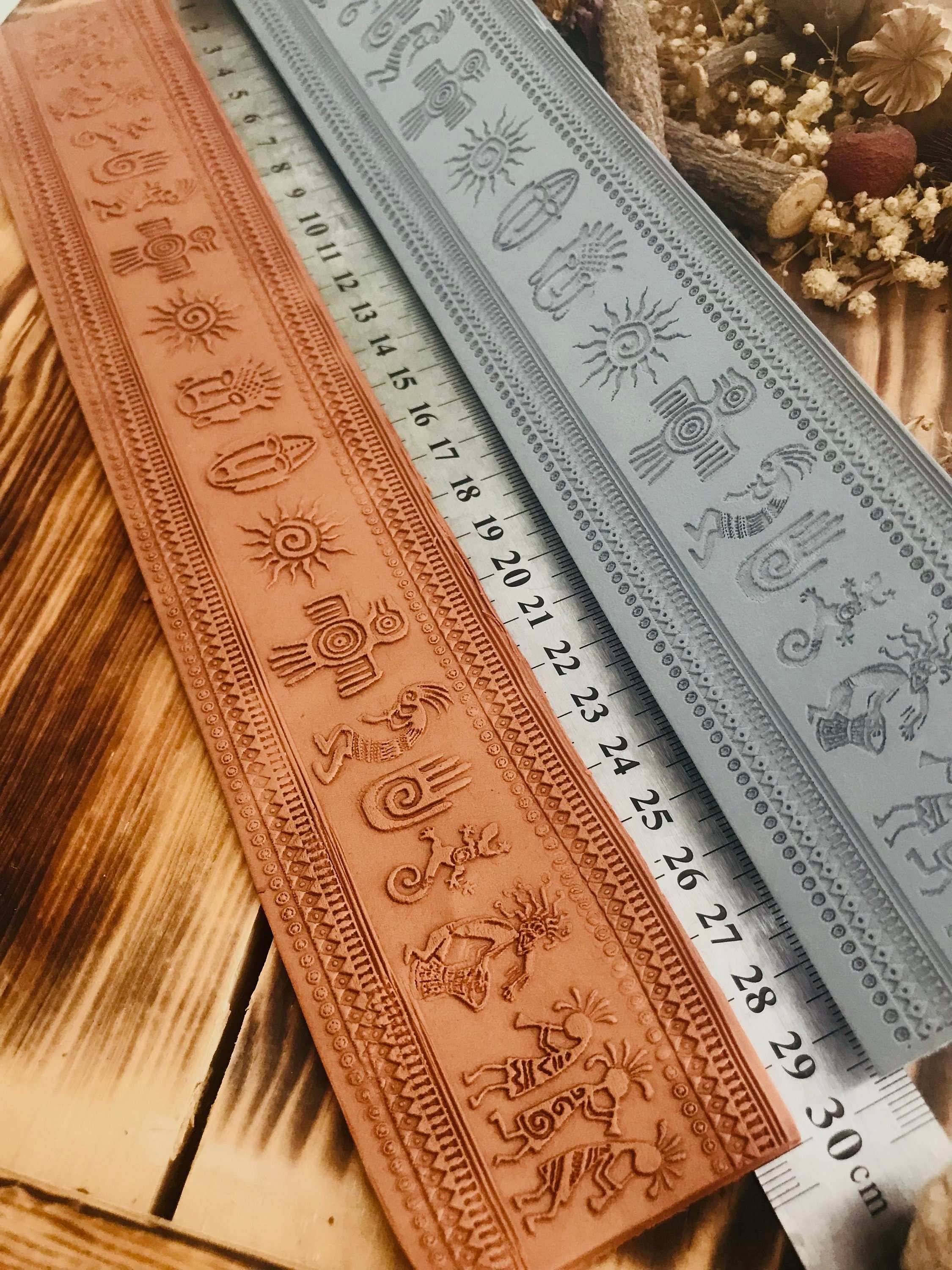 Aztec Texture Mat – Rubber Stamp for Polymer Clay, Pottery, Silver Clay | Earring & Jewelry Making Tool