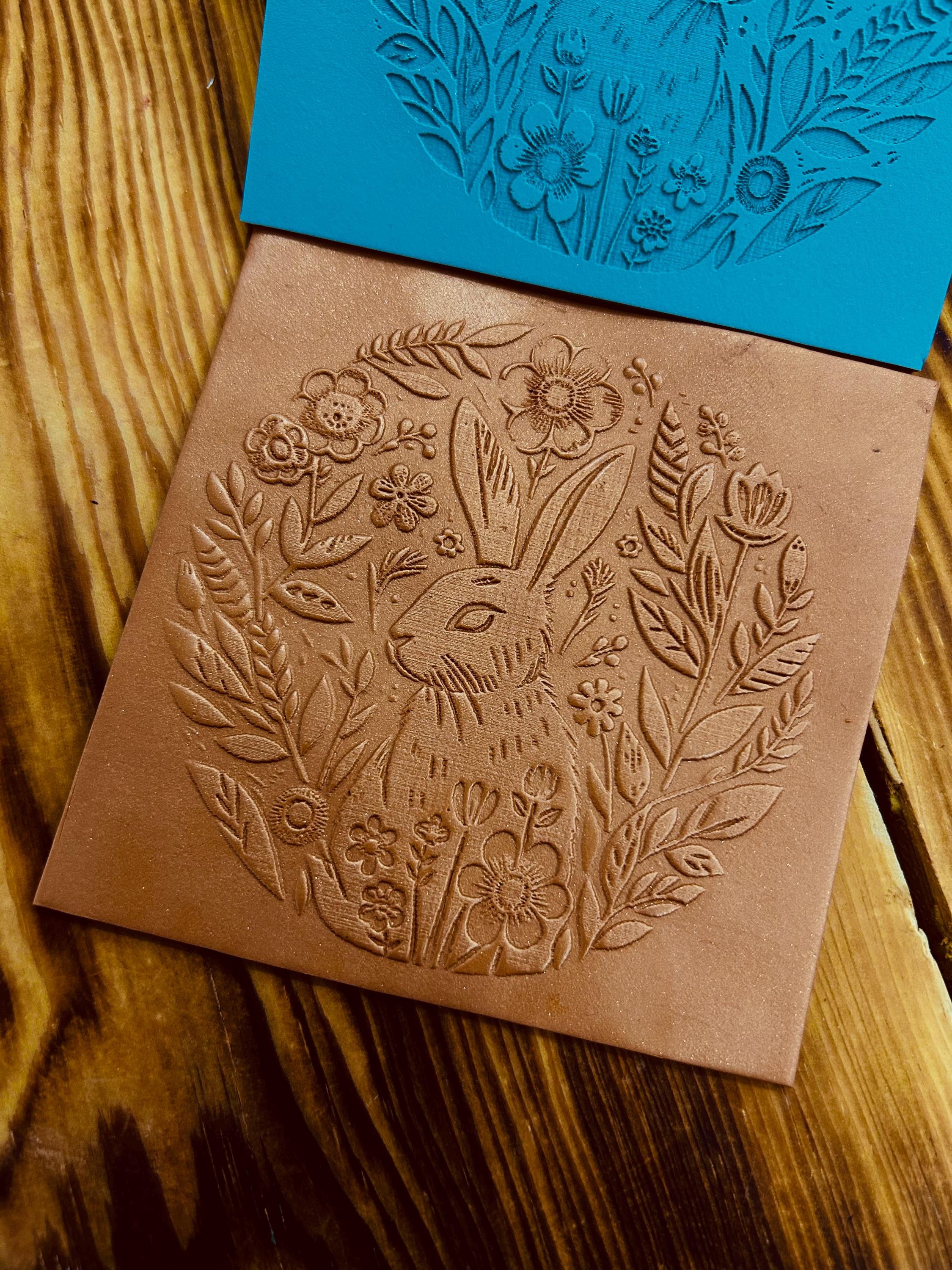 Easter Bunny And Flowers Rubber or Acrylic Texture Mat 3 Different Size– Polymer Clay Stamp, Embossing Tool, Acrylic Texture Sheet, Plaque, Tile for Fimo, Sculpey, Cernit