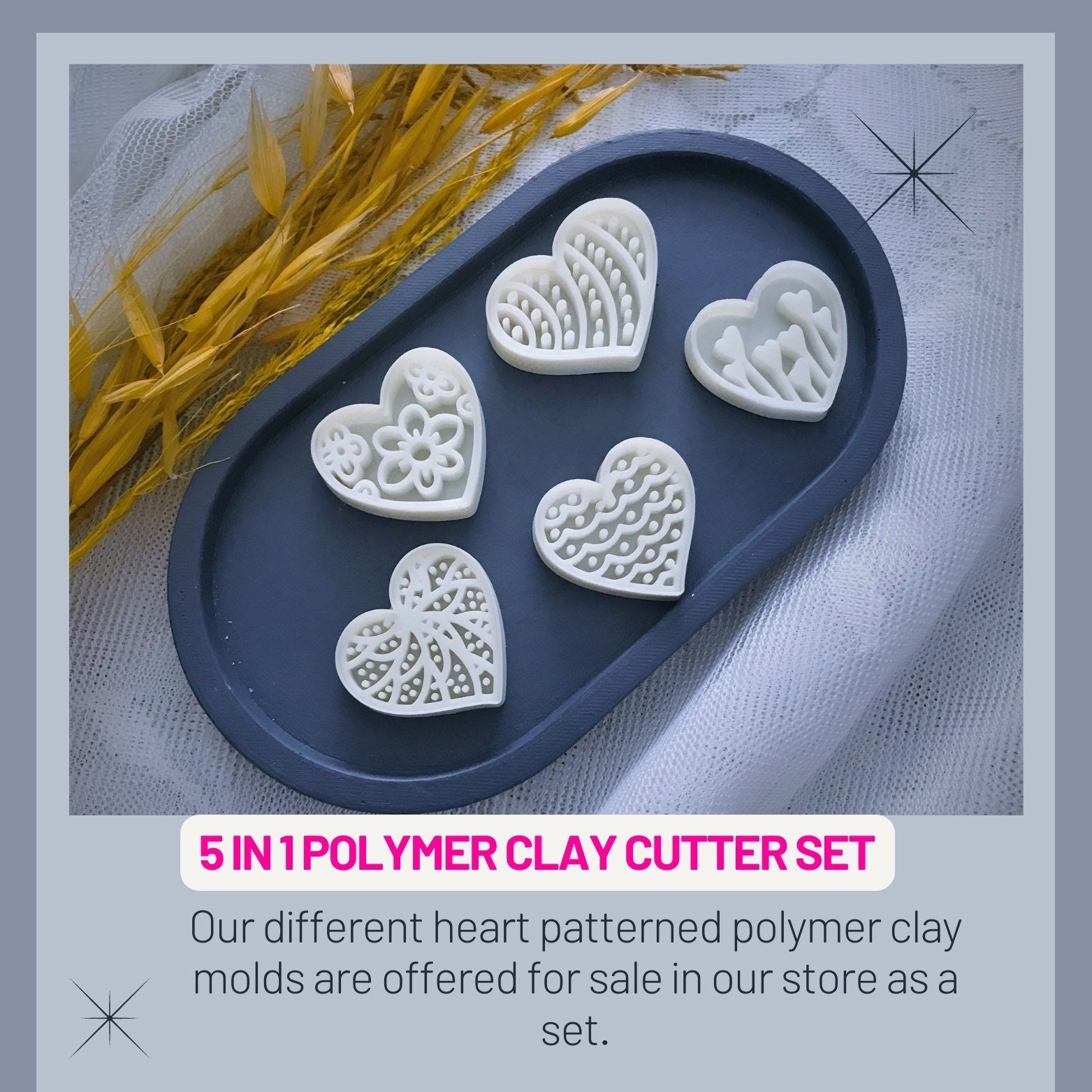 ❤️ 5-in-1 Heart Pattern Clay Cutter Set – Perfect for Jewelry Making & Baking! ❤️