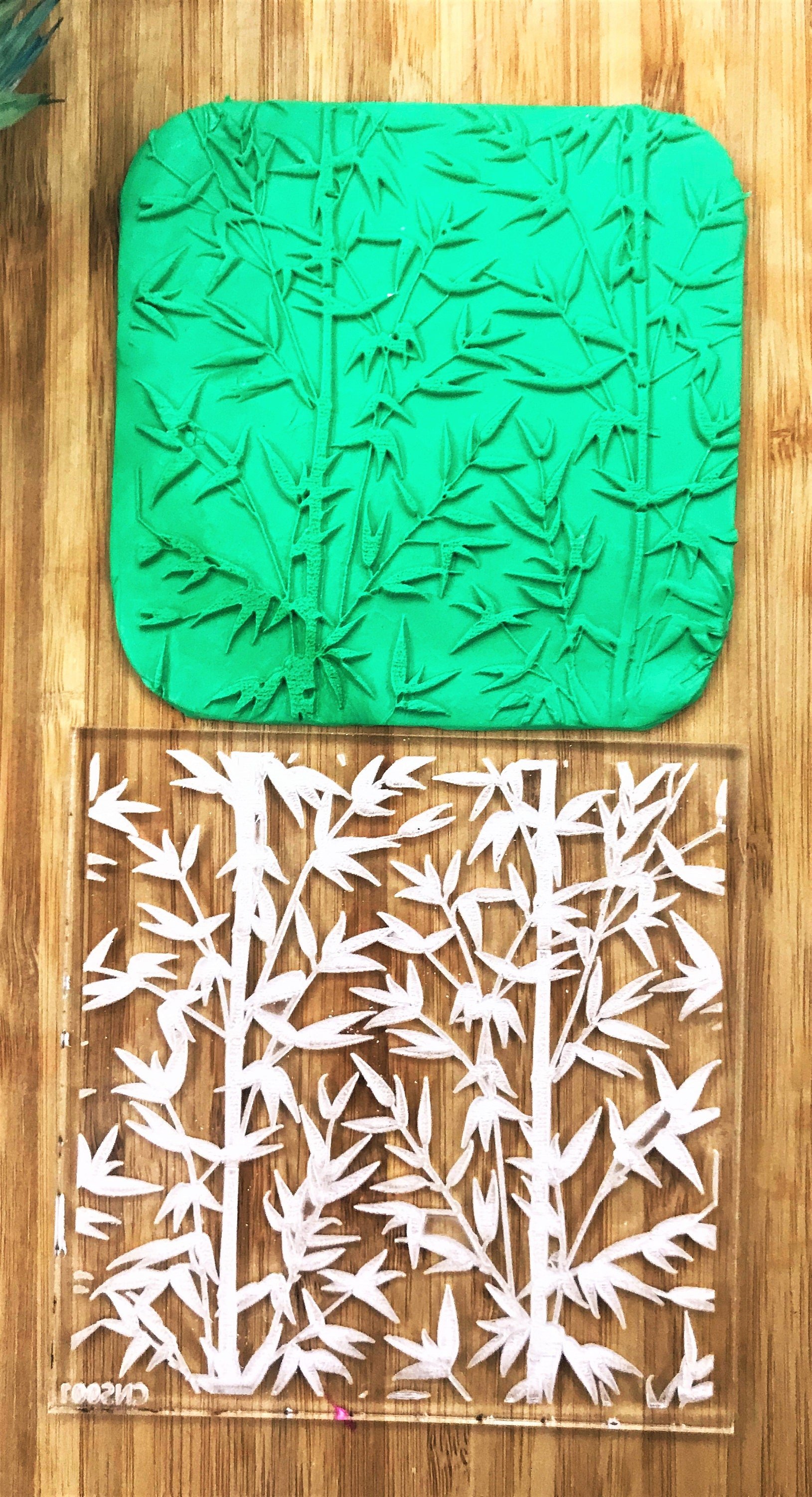 Bamboo Pattern Texture Mat –Stamp for Polymer Clay, Air Dry Clay, Cookies | Rubber And Acrylic Craft Tool & Texture Sheet
