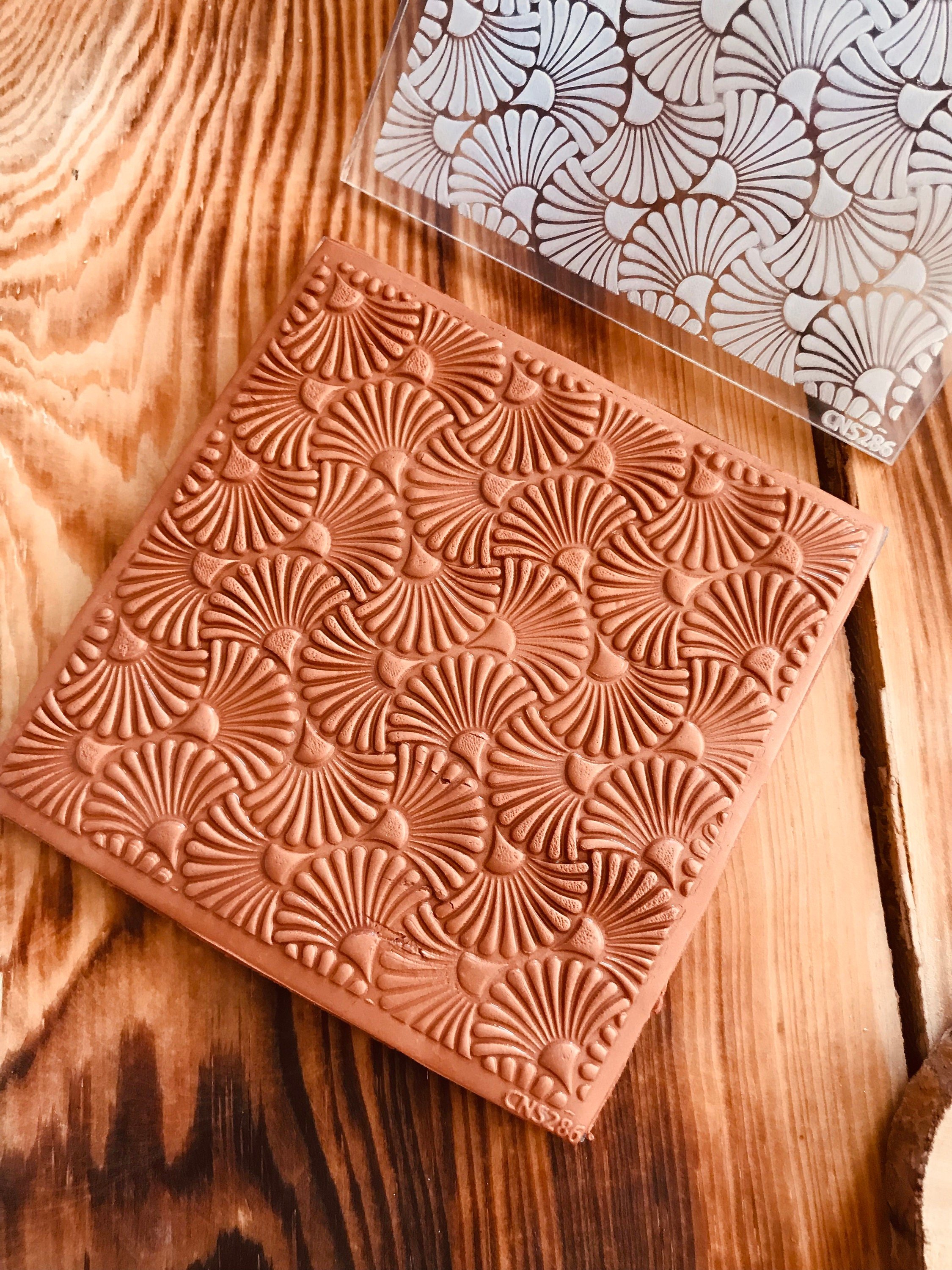 Art Deco Fan Rubber Texture Mat or Acrylic Stamp – Clay Stamp & Embosser | Polymer Clay, Fondant, Cookies | Fimo, Sculpey, Cernit
