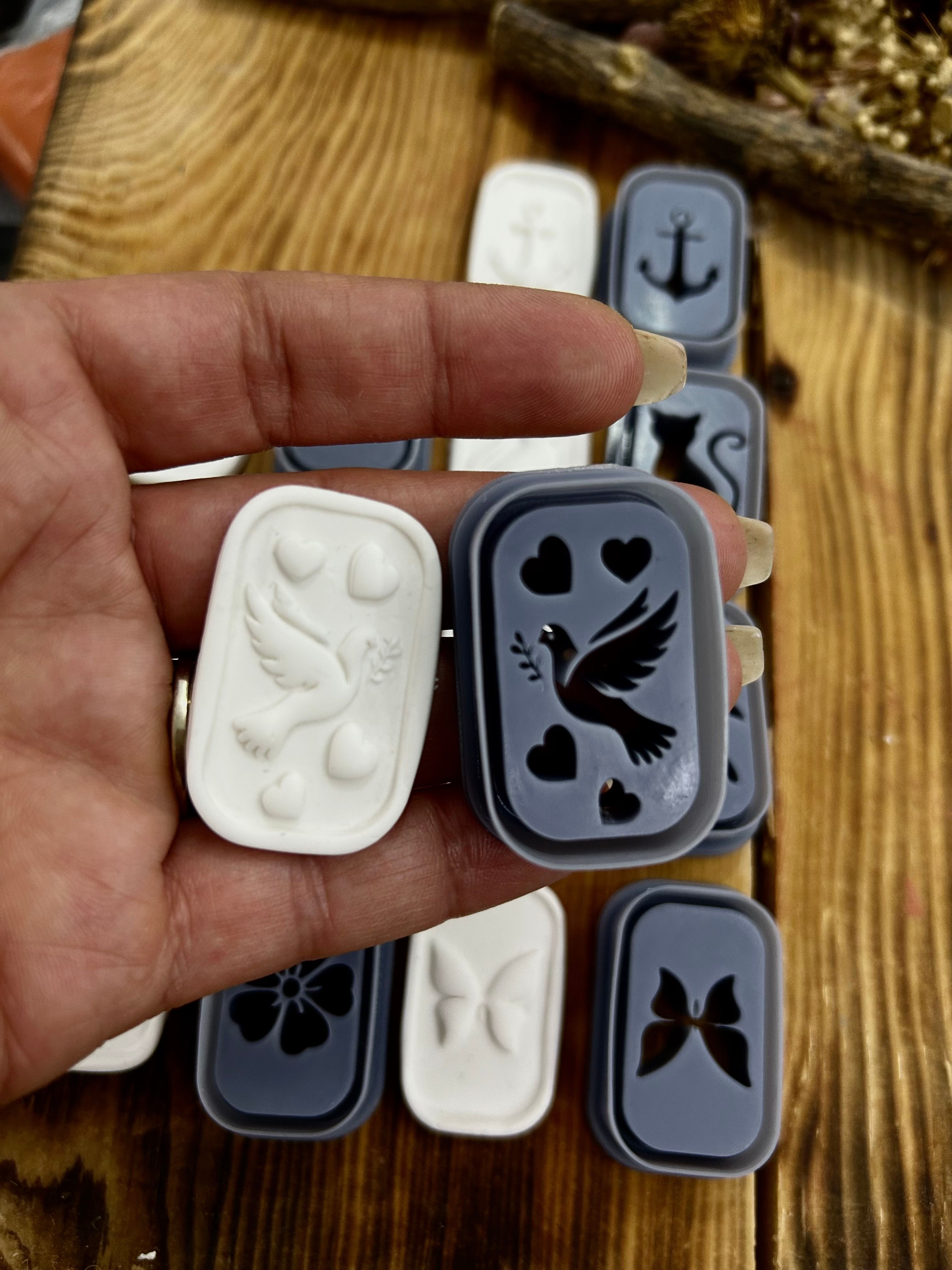 Animal And Nature Clay Cutter Set for Polymer Clay 8pc Resin Cutters with Cat,Anchor, Dove, Butterfly, Turtle, Dolphin, Leaf, Cherry Blossom