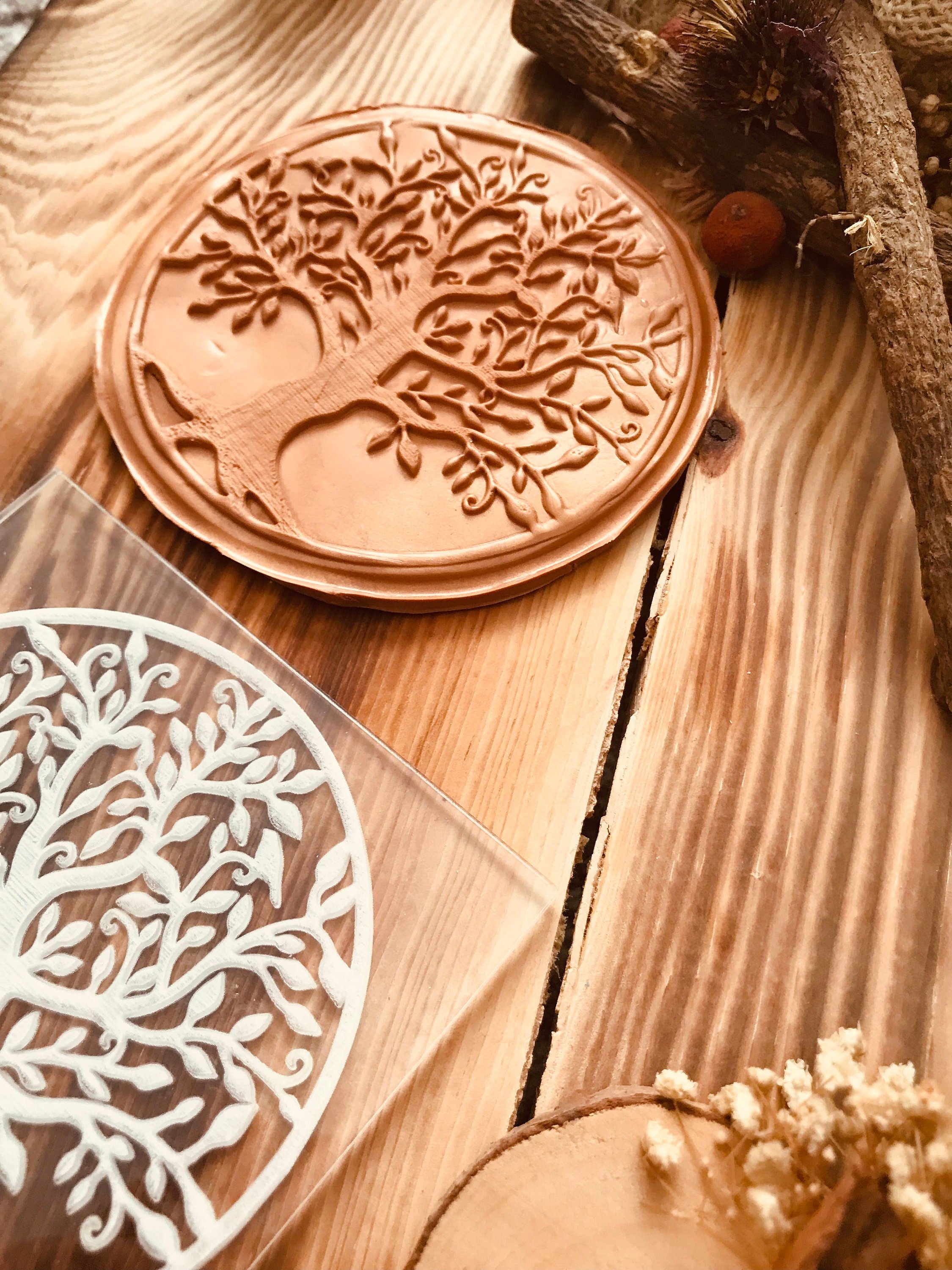 Tree Of Life Pattern embosser fondant stamp, acrylic embosser for cookies, cupcakes, and cake decorating debosser