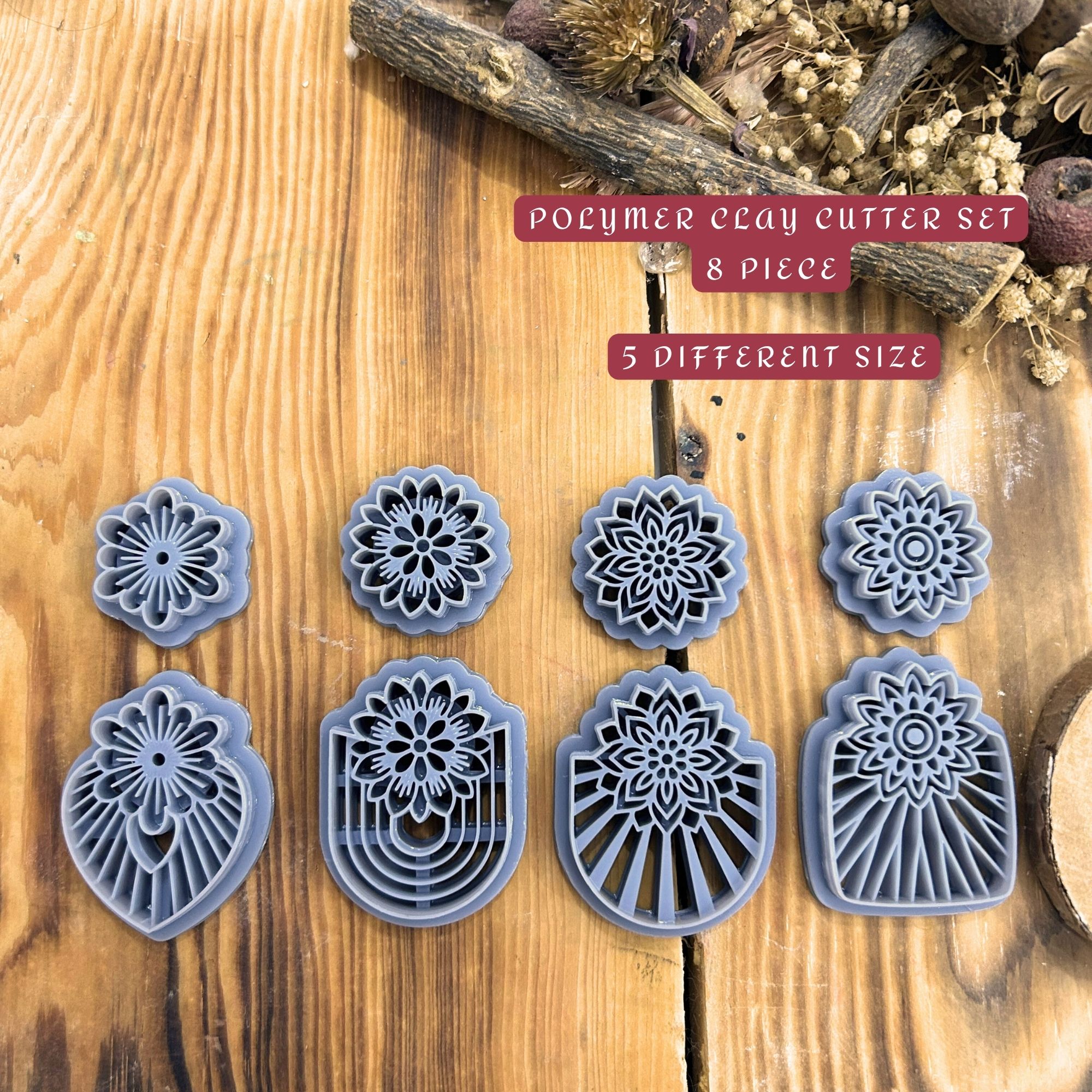 Polymer Clay Earring Cutter Set – 8 Pieces | 30–50 mm(1.18"–1.96") | Jewelry Making