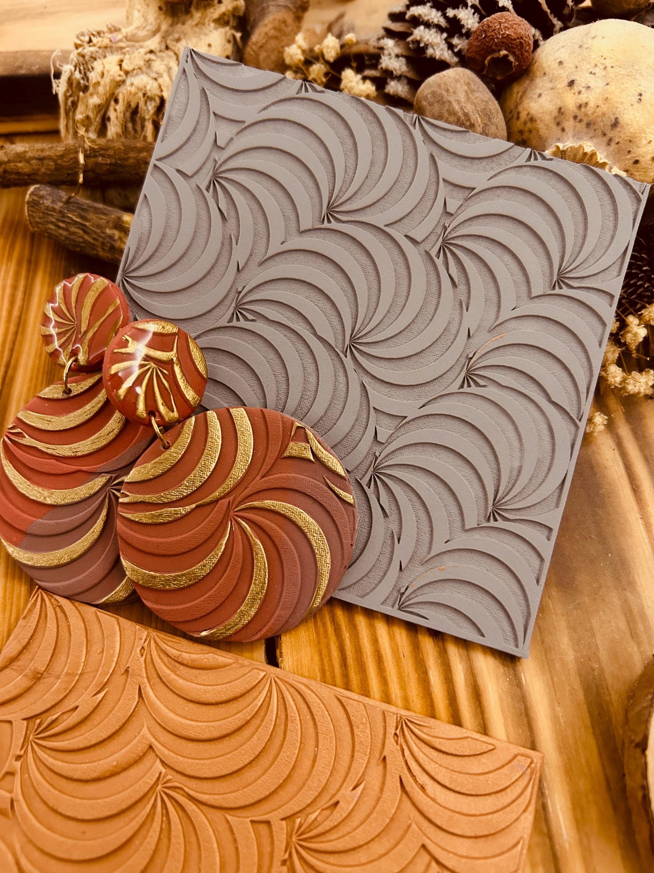 Wave Optical Illusion Pattern Rubber Texture Mat Polymer Clay Tools⎥Earring Making⎥Hand Roller (Picture Size 10*10cm Rubber)
