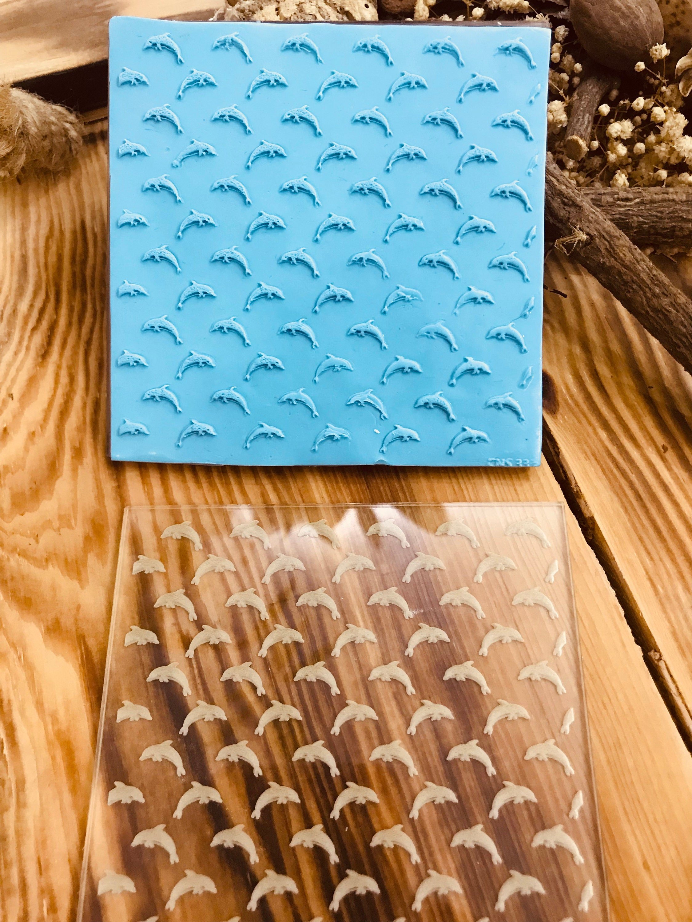 Dolphin Rubber or Acrylic Texture Mat – Polymer Clay Stamp, Embossing Tool, Acrylic Texture Sheet, Plaque, Tile for Fimo, Sculpey, Cernit