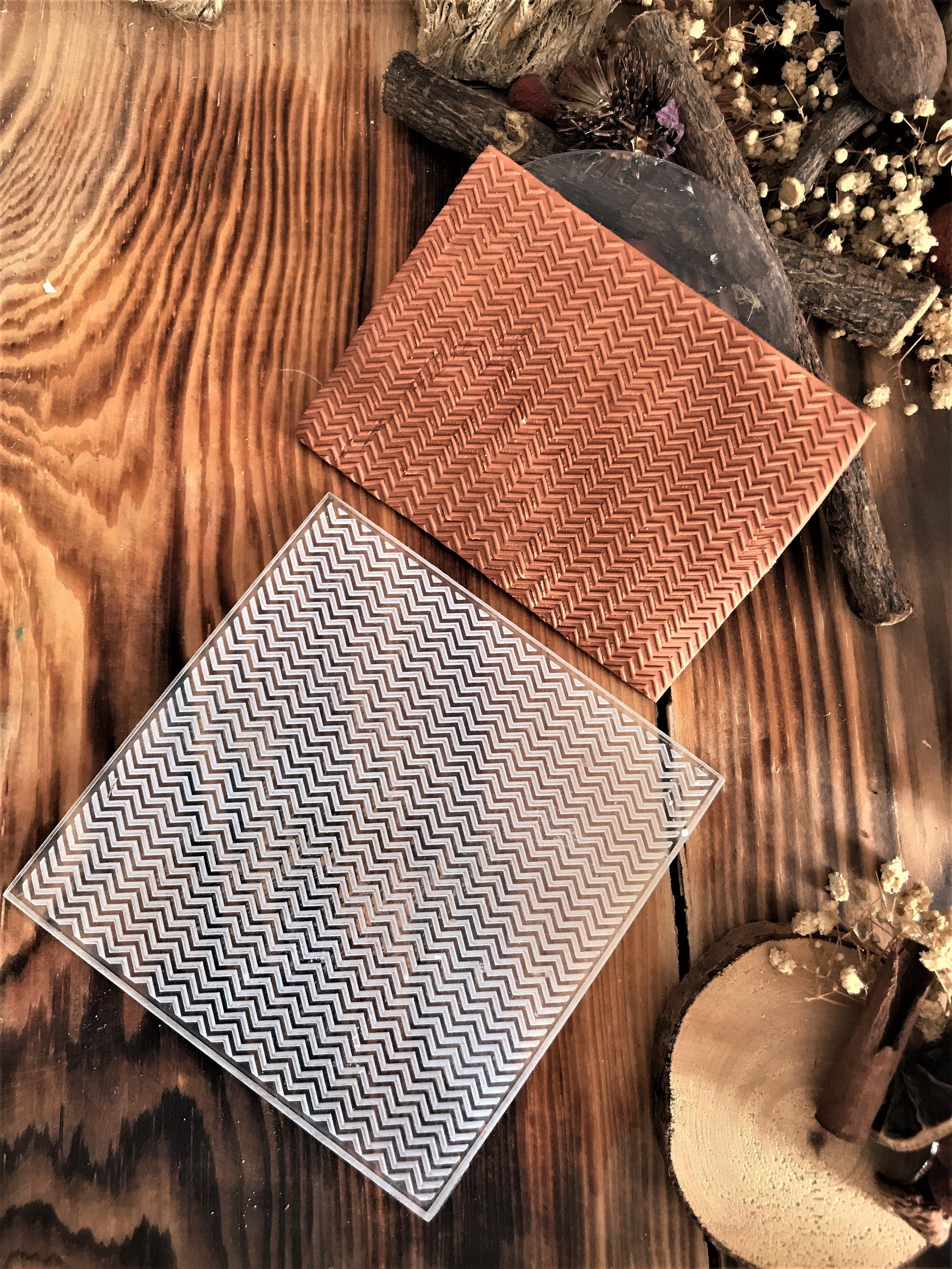 Zigzag Pattern Texture Mat, Embosser Stamp, Acrylic Clay Texture Sheet Deco, Lace Pattern, Ceramic Earring Supplies
