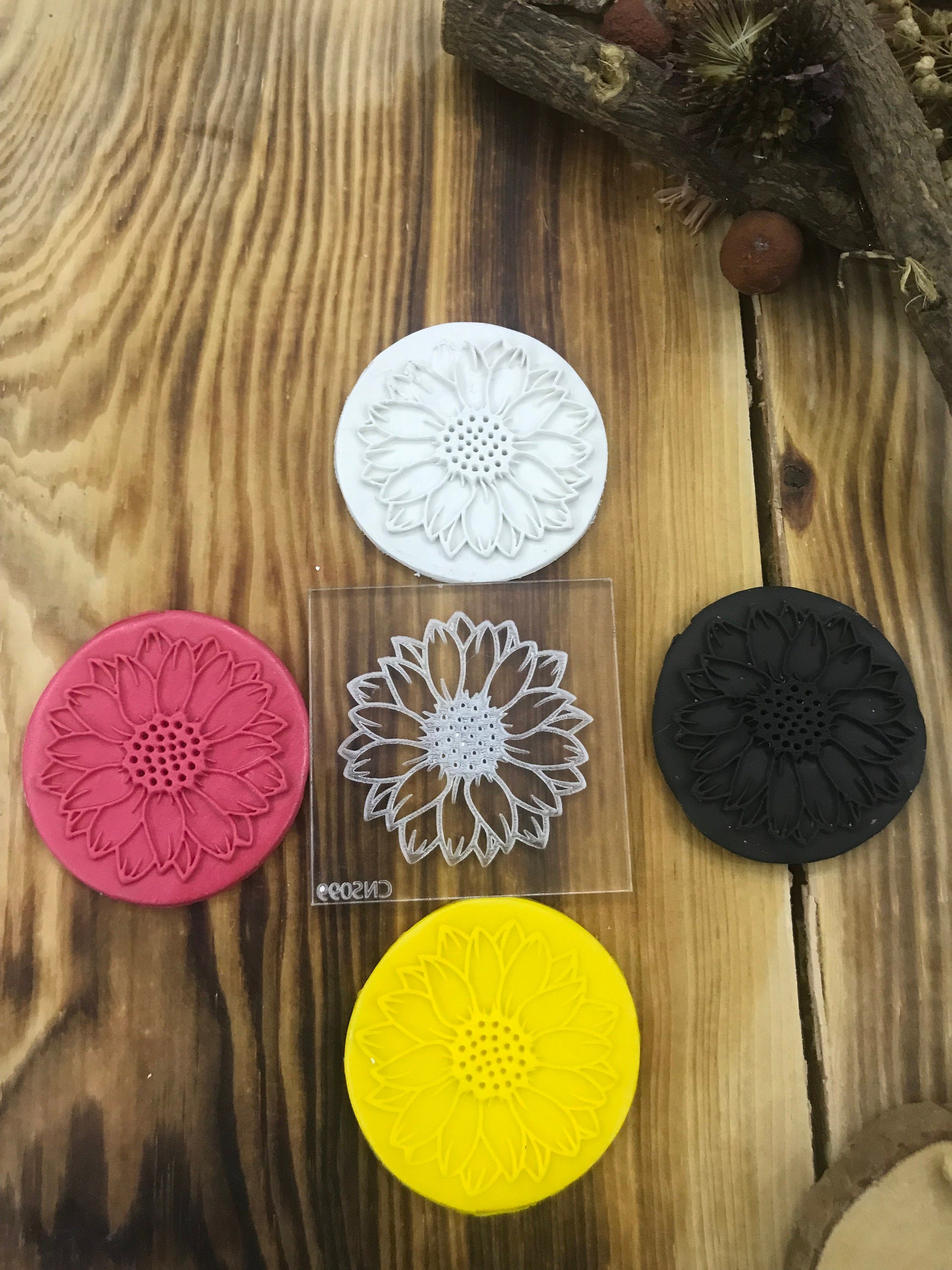 Daisy Rubber or Acrylic Texture Mat – Polymer Clay Stamp, Embossing Tool, Acrylic Texture Sheet, Plaque, Tile for Fimo, Sculpey, Cernit