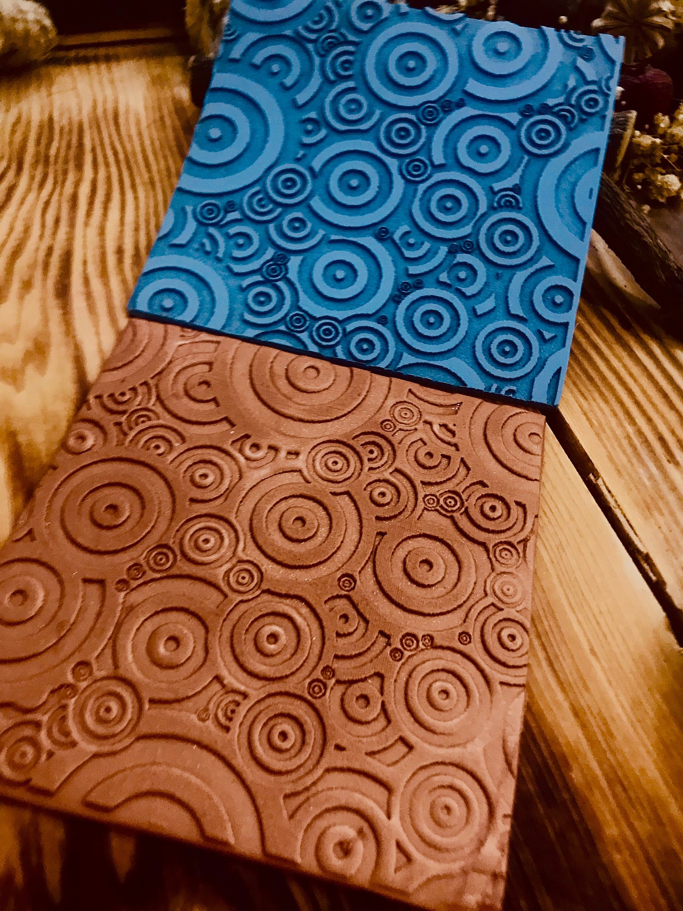 Circle Geometrical Pattern Rubber Texture Mat – 10x10 cm Rubber Sheet for Polymer Clay, Jewelry Making & Clay Rolling Tools