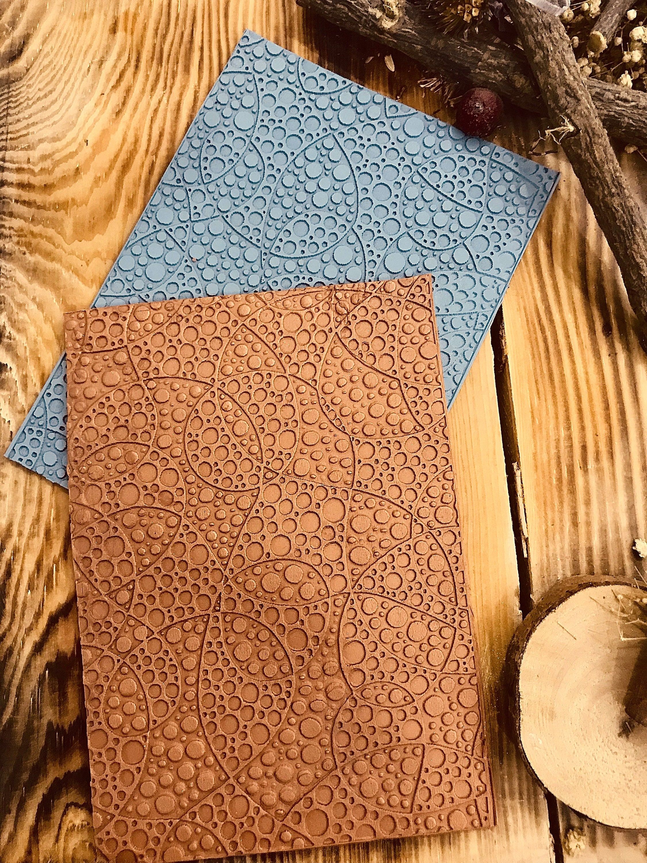 Round Geometric Rubber Texture Mat with a unique floral pattern in 10*14cm dimensions for polymer clay, ceramics , Polymer Clay Tools