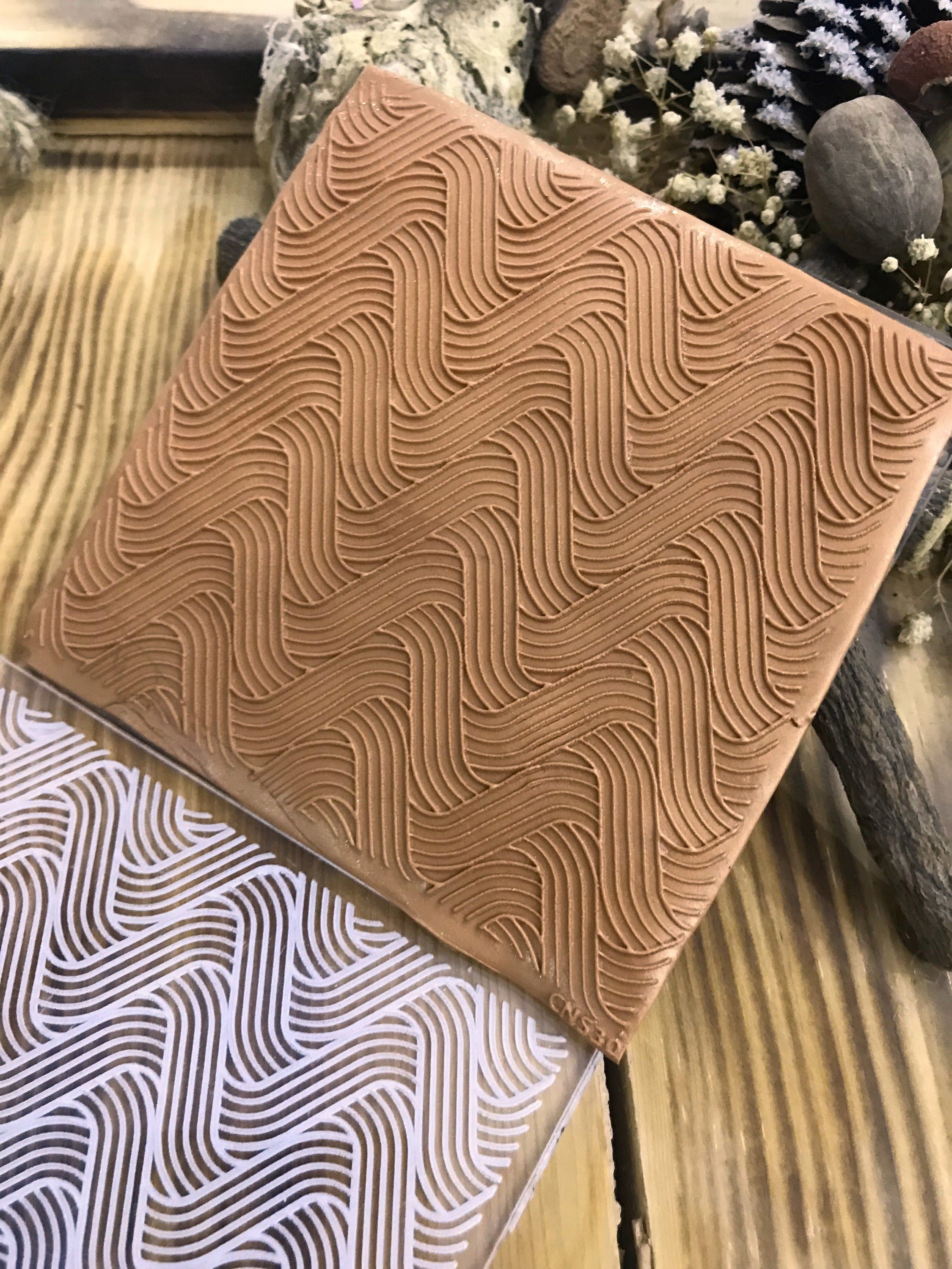 Wave Pattern Acrylic Texture Tile, 10*10cm size,Polymer Clay Embossing Stamp,  Texture Plaque,Texture Tile,Fimo, Sculpey, Cernit
