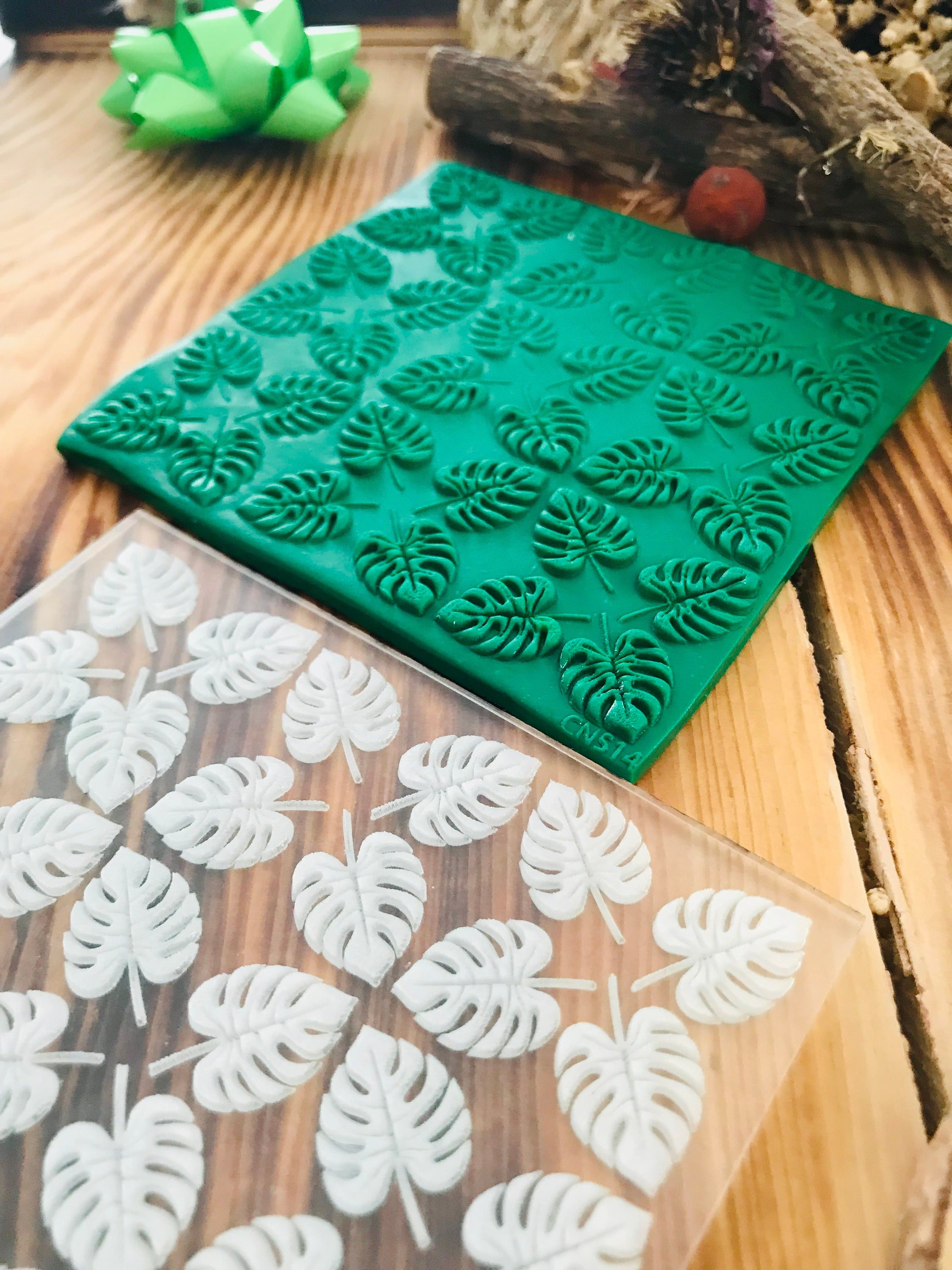 Leaf Texture Mat, Polymer Clay Debossing Stamp, Acrylic clay texture tool, Texture Sheet, Ceramic Earring Supplies, Fondant Leaves
