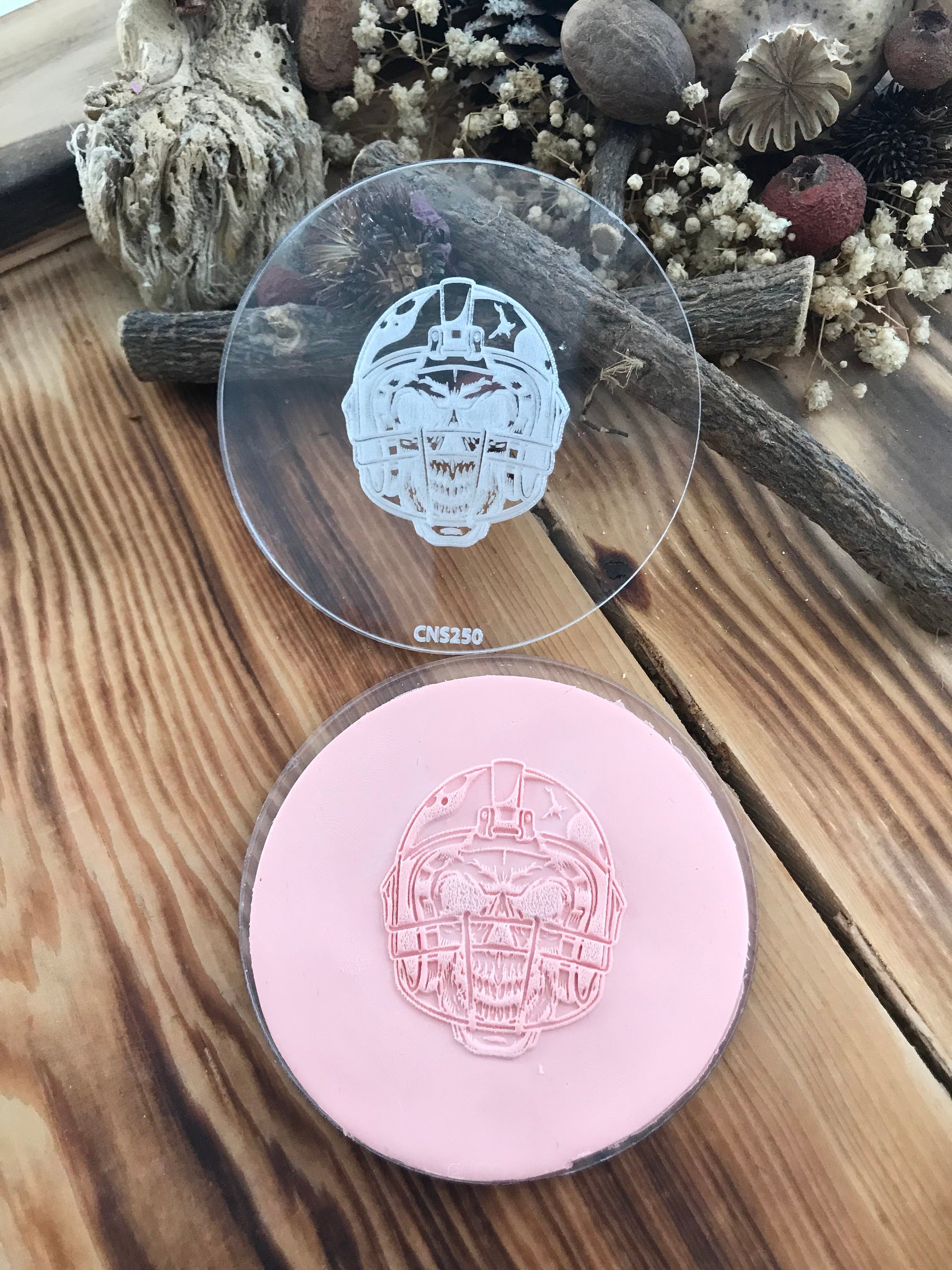 Skeleton Wearing a Helmet Acrylic Texture Stamp for Polymer Clay, Embossing Stamp For Polymer Clay, Texture Sheet, Clay Stamp, Pottery Tools