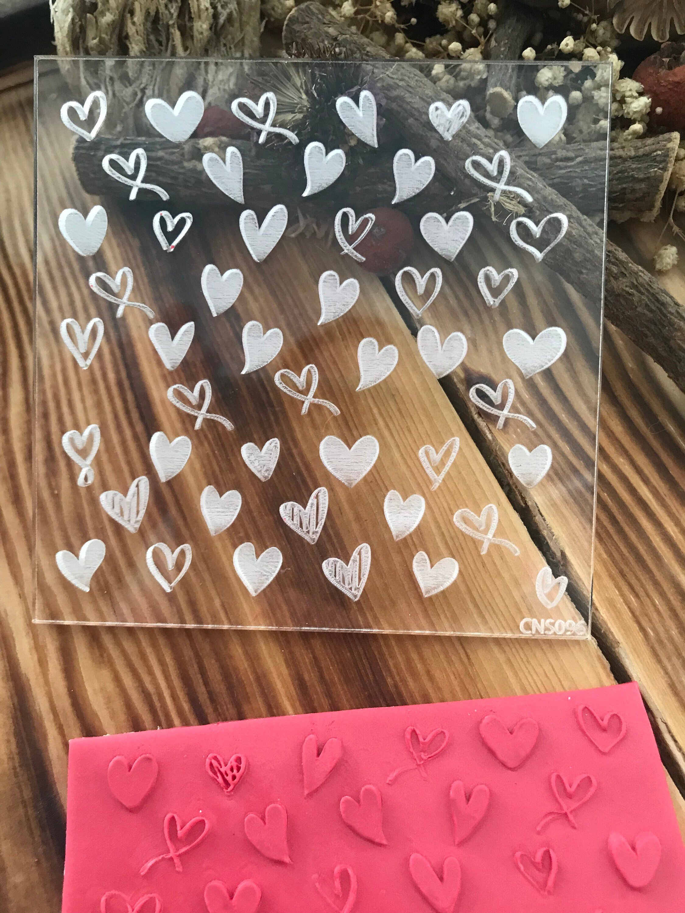 Heart Pattern Texture Mat, Acrylic Texture Sheet Polymer Clay Impression Mat, Acrylic Ceramic texture tool, Polymer Clay Earring Tool