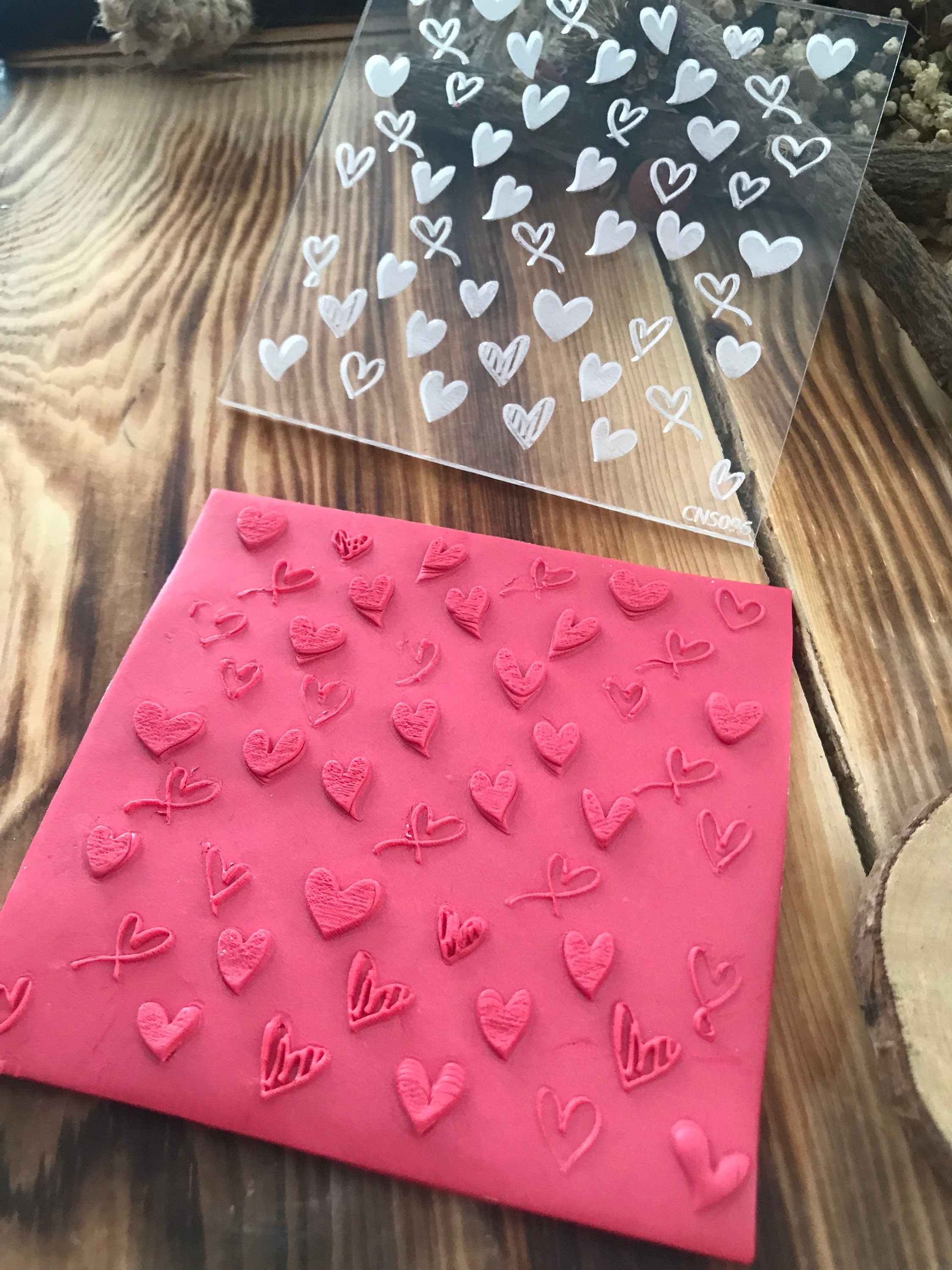 Heart Pattern Texture Mat, Acrylic Texture Sheet Polymer Clay Impression Mat, Acrylic Ceramic texture tool, Polymer Clay Earring Tool