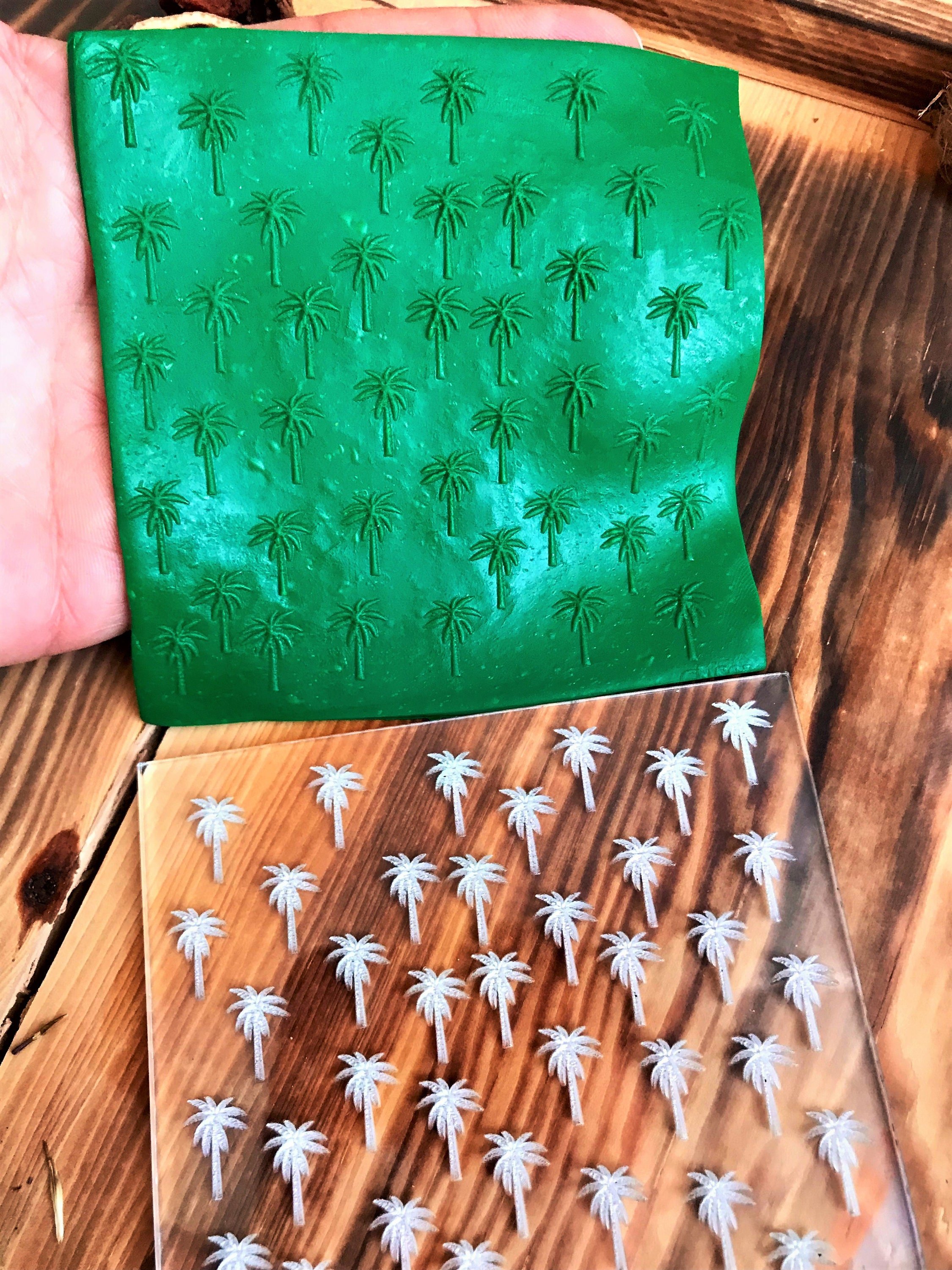 Palm Tree Texture Sheet for Polymer Clay,  Clay Stamp, Acrylic clay tool, Texture Sheet, Ceramic Supplies, Texture Plate