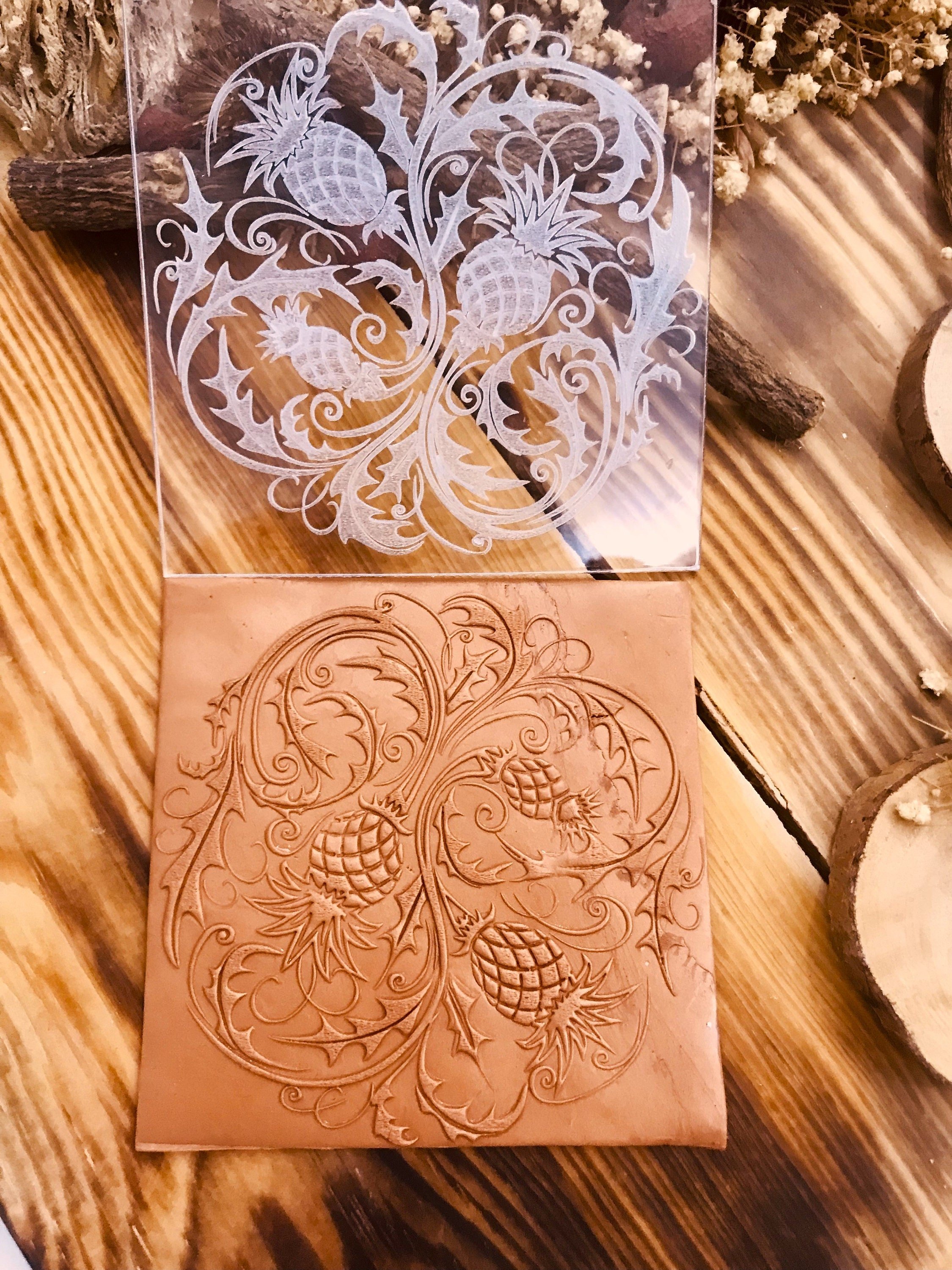 Thistle Pattern Polymer Clay And Fondant Stamp,Embossing Stamp For Polymer Clay, Ceramic , Fondant Stamp, Cookie Embosser, Stamp