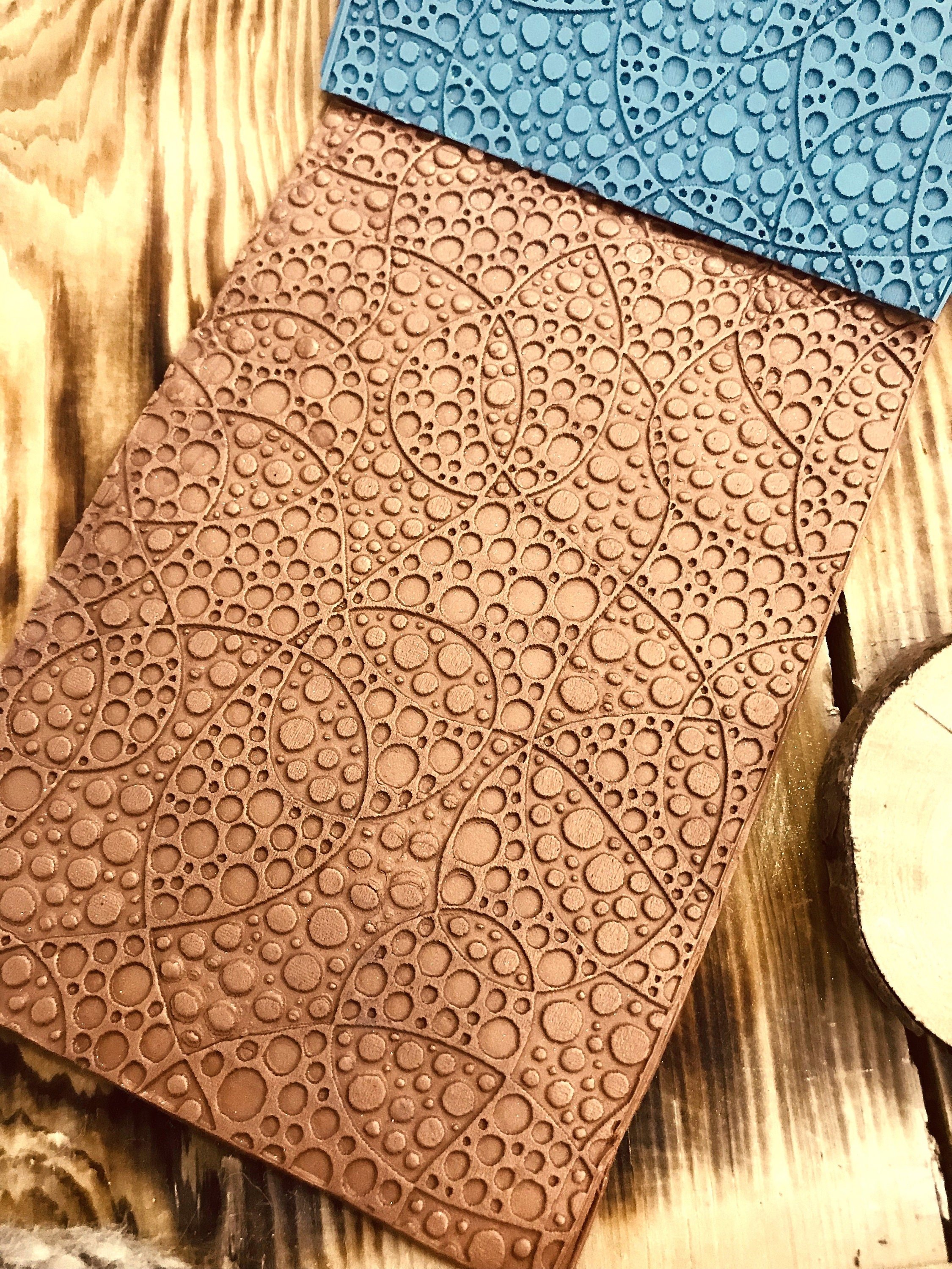 Round Geometric Rubber Texture Mat with a unique floral pattern in 10*14cm dimensions for polymer clay, ceramics , Polymer Clay Tools