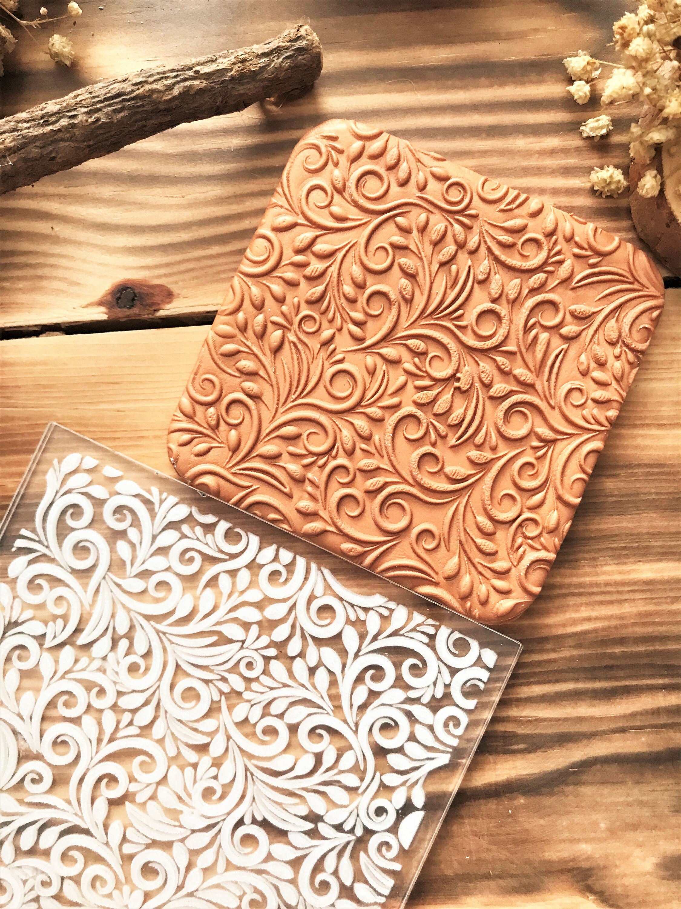 Vintage Unique Acrylic Embossing Stamp For Polymer Clay, Ceramic ,Fondant Stamp, Cookie Embosser, Cookie Stamp, Acrylic tool, For Metal Clay