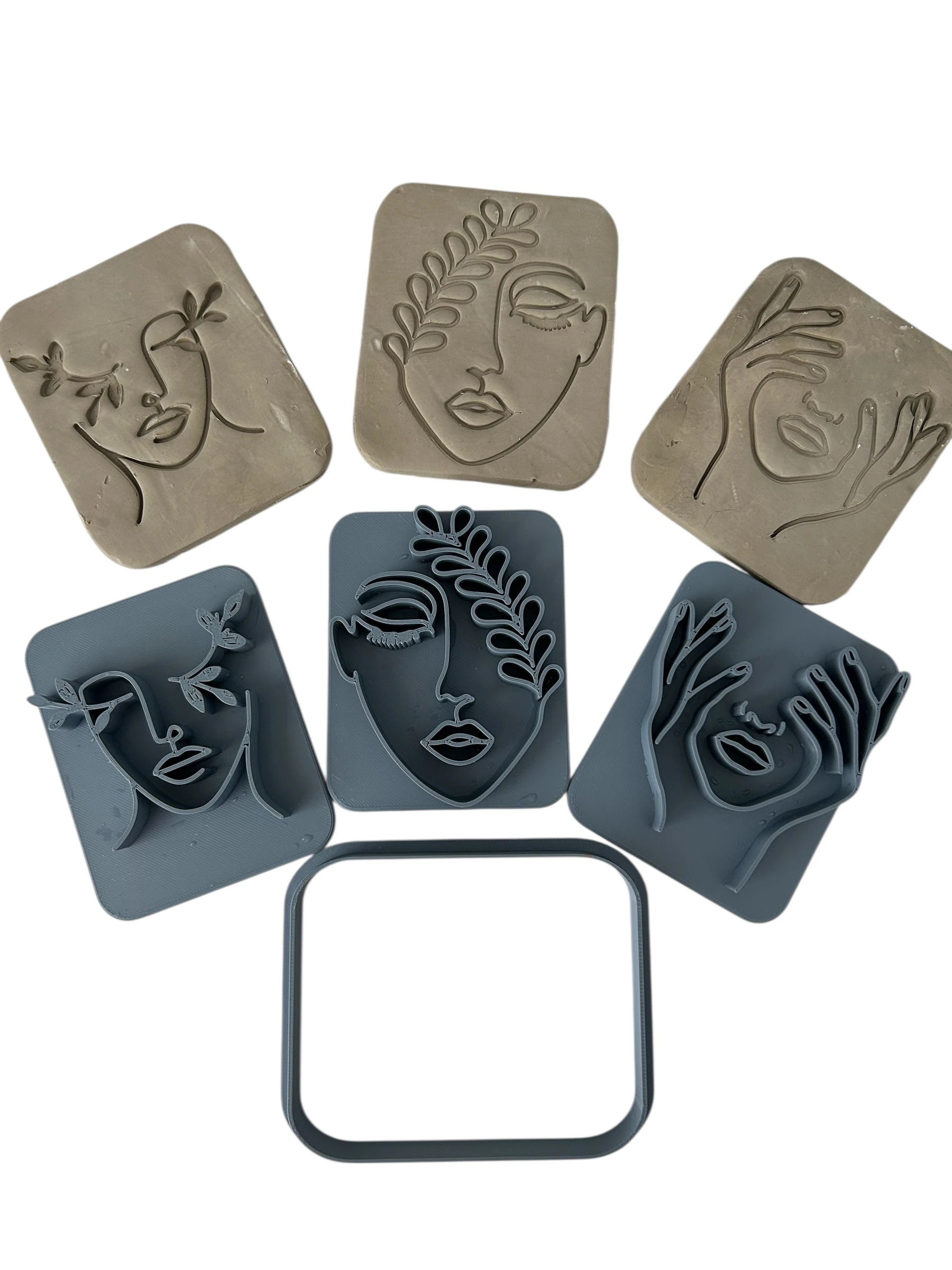 Çiçek Desenli Yüz Kil Damga ve Kesici Seti: Hava ile Kuruyan Kil ve Seramik Sanatı İçin