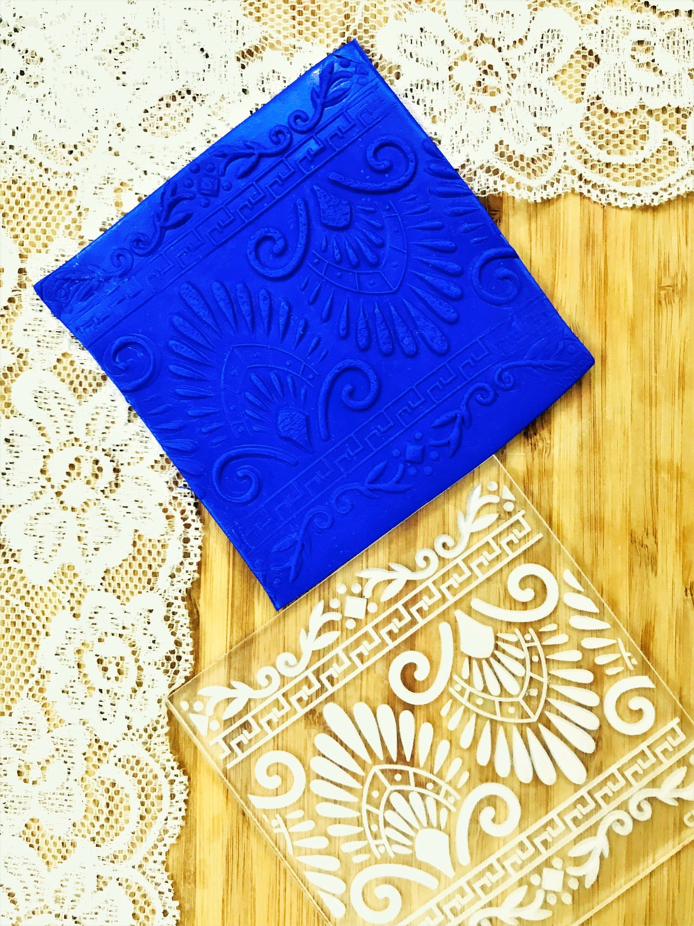 Spanish Tile Rubber or Acrylic Texture Mat – Polymer Clay Stamp, Embossing Tool, Acrylic Texture Sheet, Plaque, Tile for Fimo, Sculpey, Cernit