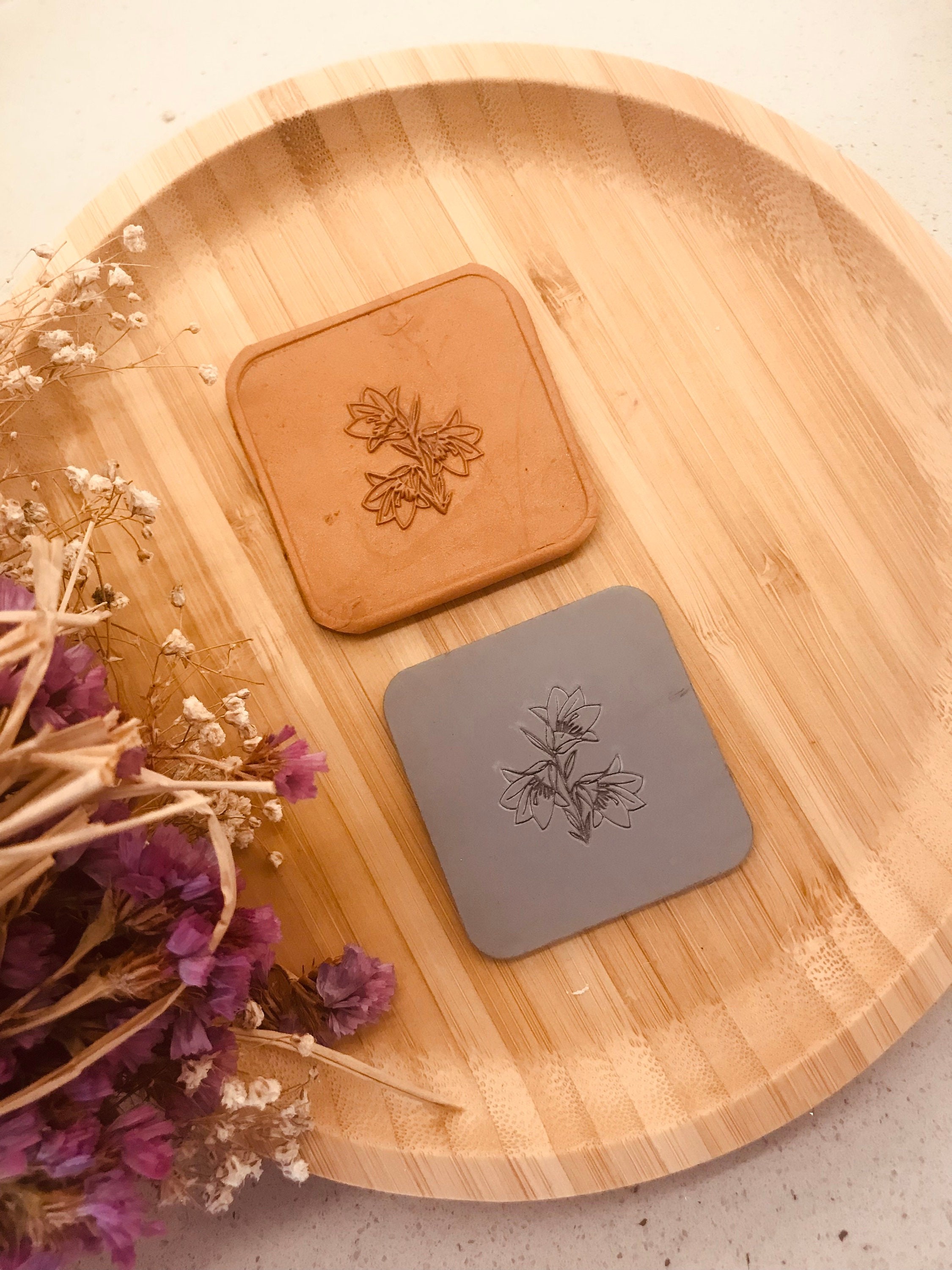 Lily Bouquet Rubber Texture Mat⎥Polymer Clay Tools⎥Earring Making⎥Hand Roller⎥Clay Texture Tool⎥Jewellery Tools