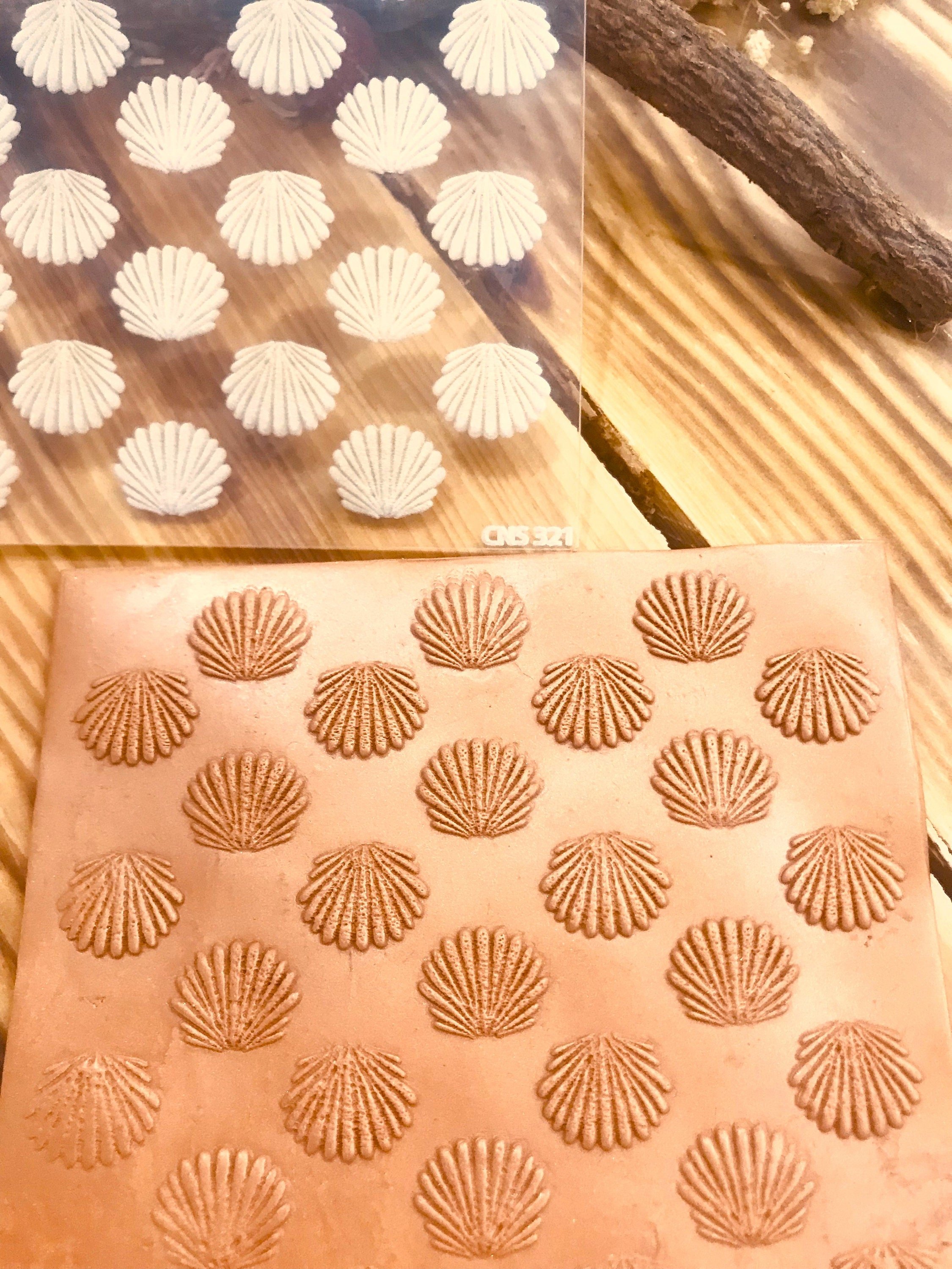 Seashell Pattern Acrylic Texture Sheet or Rubber Texture Mat for Polymer Clay 10*10cm Size
