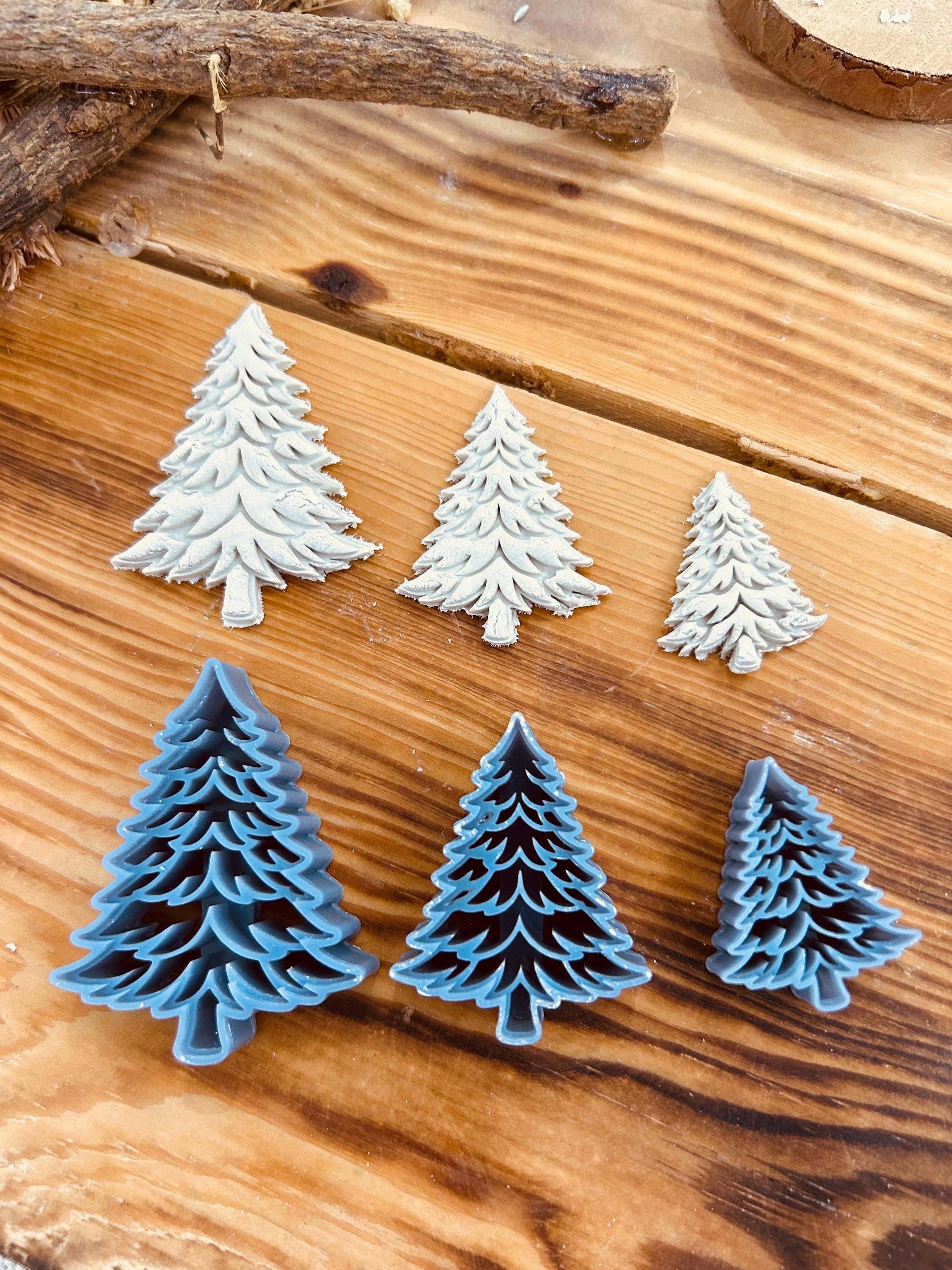 Christmas Tree Clay Cutter Set – 3D-Printed Set of 3 Sizes (5.3cm, 4.2cm, 3.2cm) for Polymer Clay, Ceramics, Cookies & Fondant