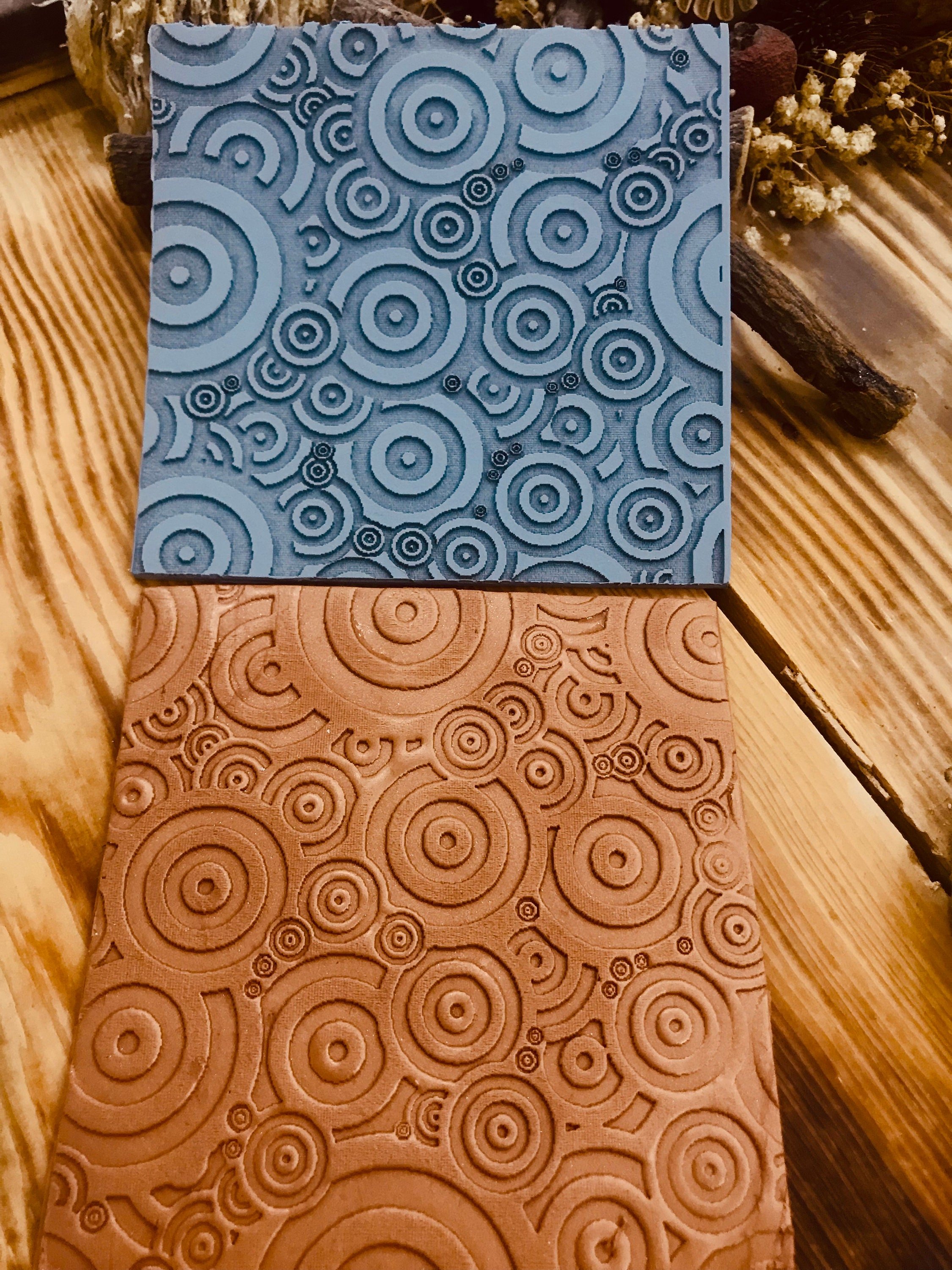 Circle Geometrical Pattern Rubber Texture Mat – 10x10 cm Rubber Sheet for Polymer Clay, Jewelry Making & Clay Rolling Tools