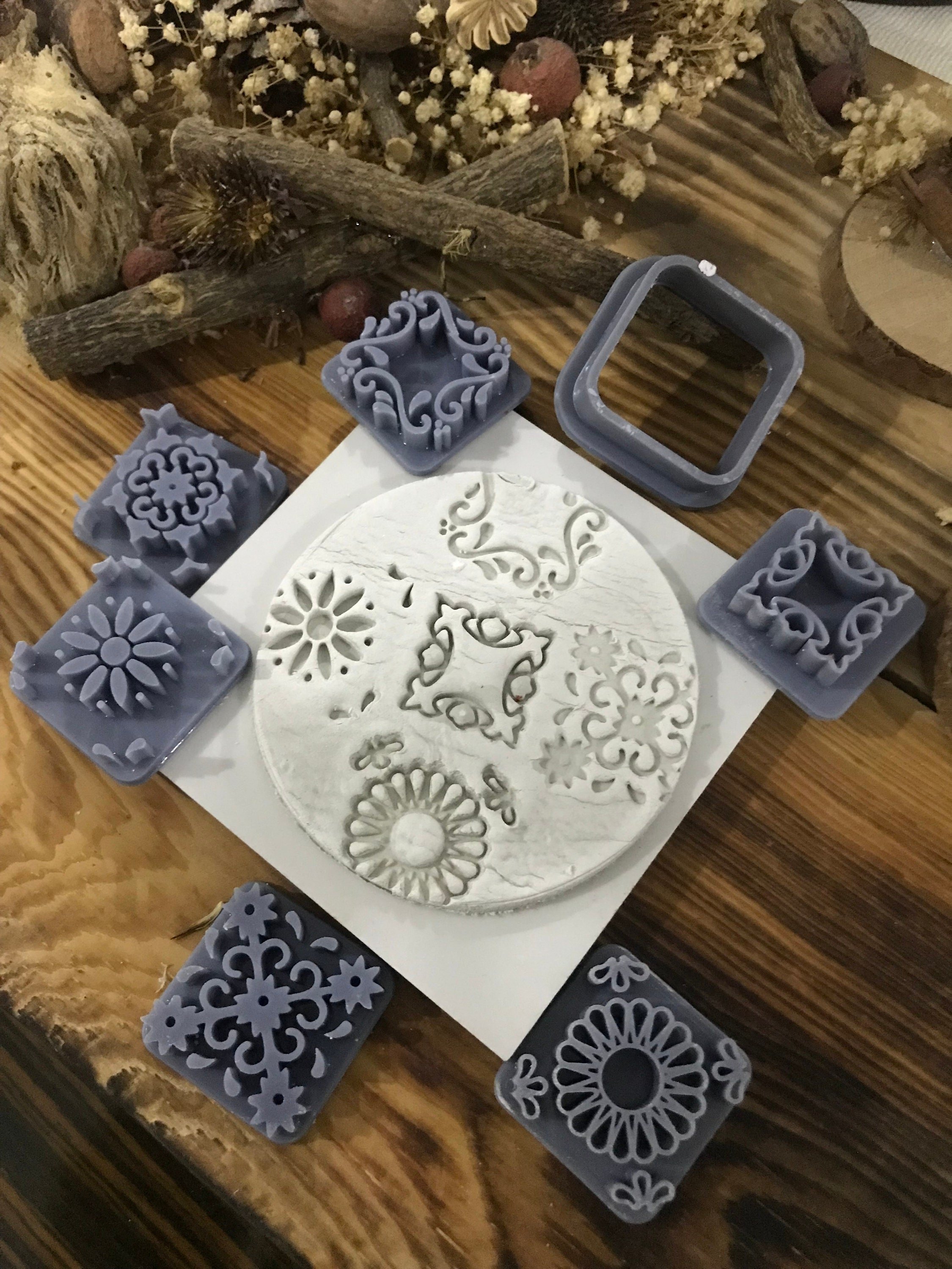 ✨ 6-Stamp + 1 Cutter Moroccan Tile Set – Perfect for Polymer Clay, Ceramic, and Baking! ✨