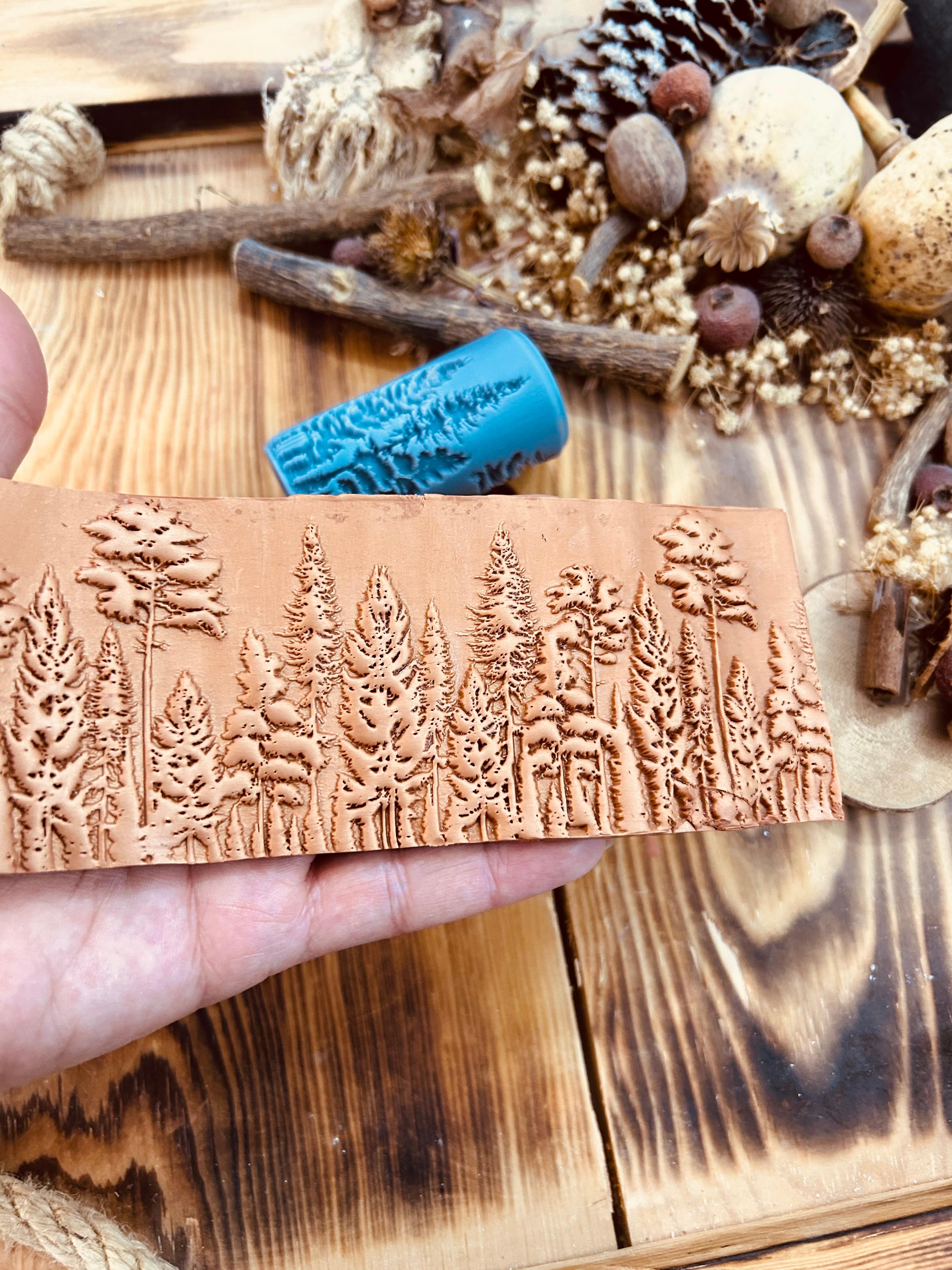 Forest Patterned 7cm High Roller, Embossing Texture Roller, DIY tool, Polymer Clay, Ceramic, Sugar Dough