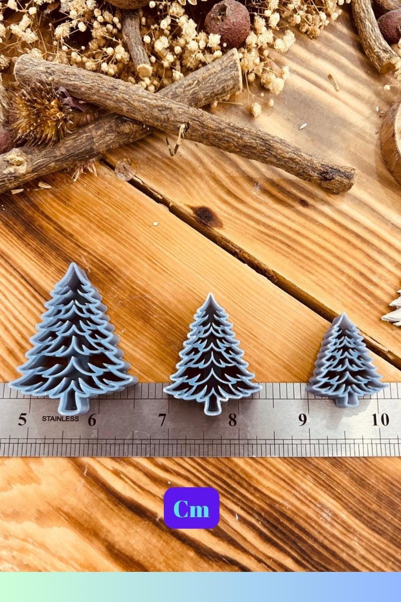 Christmas Tree Clay Cutter Set – 3D-Printed Set of 3 Sizes (5.3cm, 4.2cm, 3.2cm) for Polymer Clay, Ceramics, Cookies & Fondant
