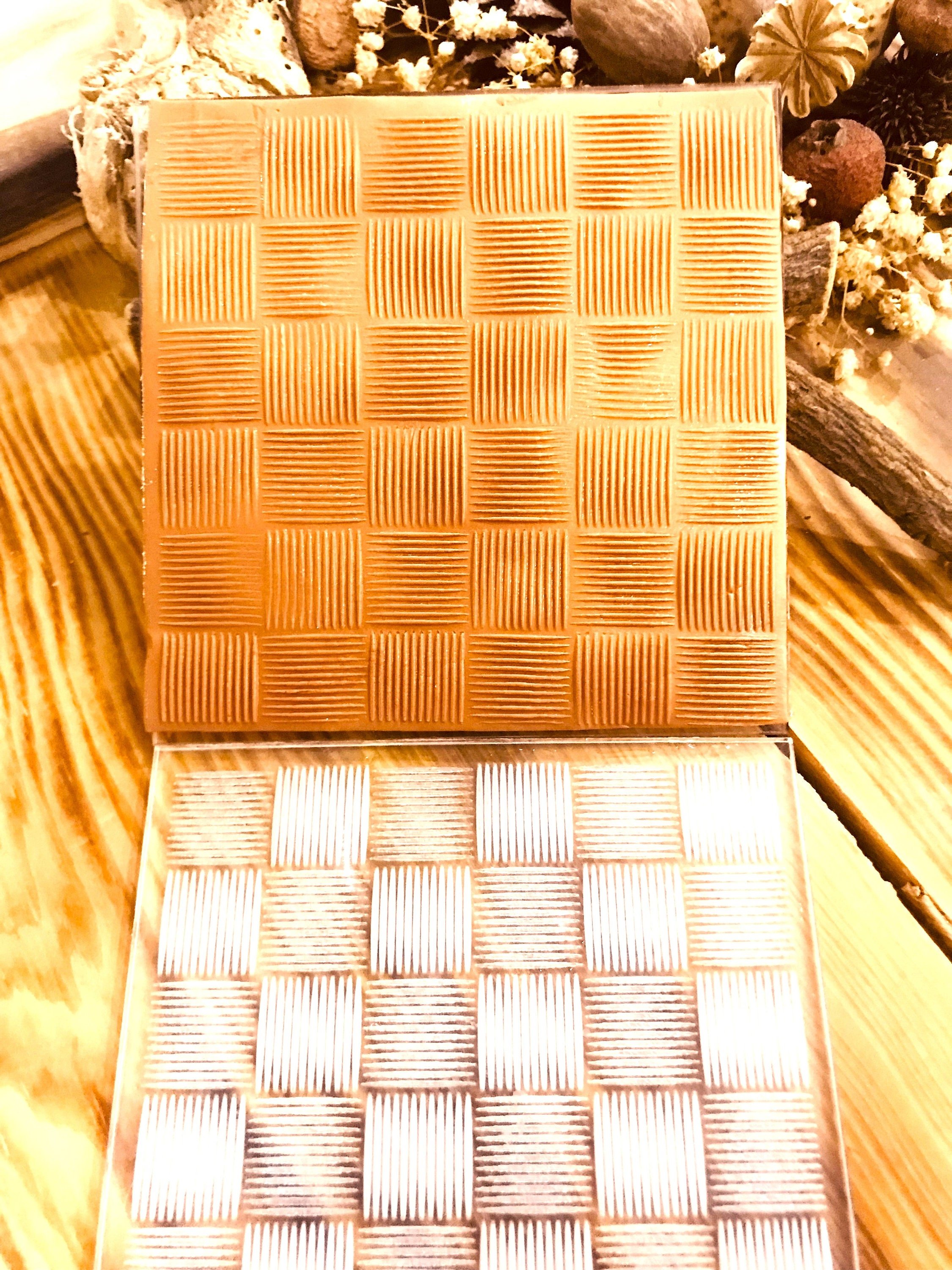 Square Striped Patterned Acrylic Texture Tile, 10*10cm size,Polymer Clay Embossing Stamp,  Texture Plaque,Texture Tile,Fimo, Sculpey, Cernit