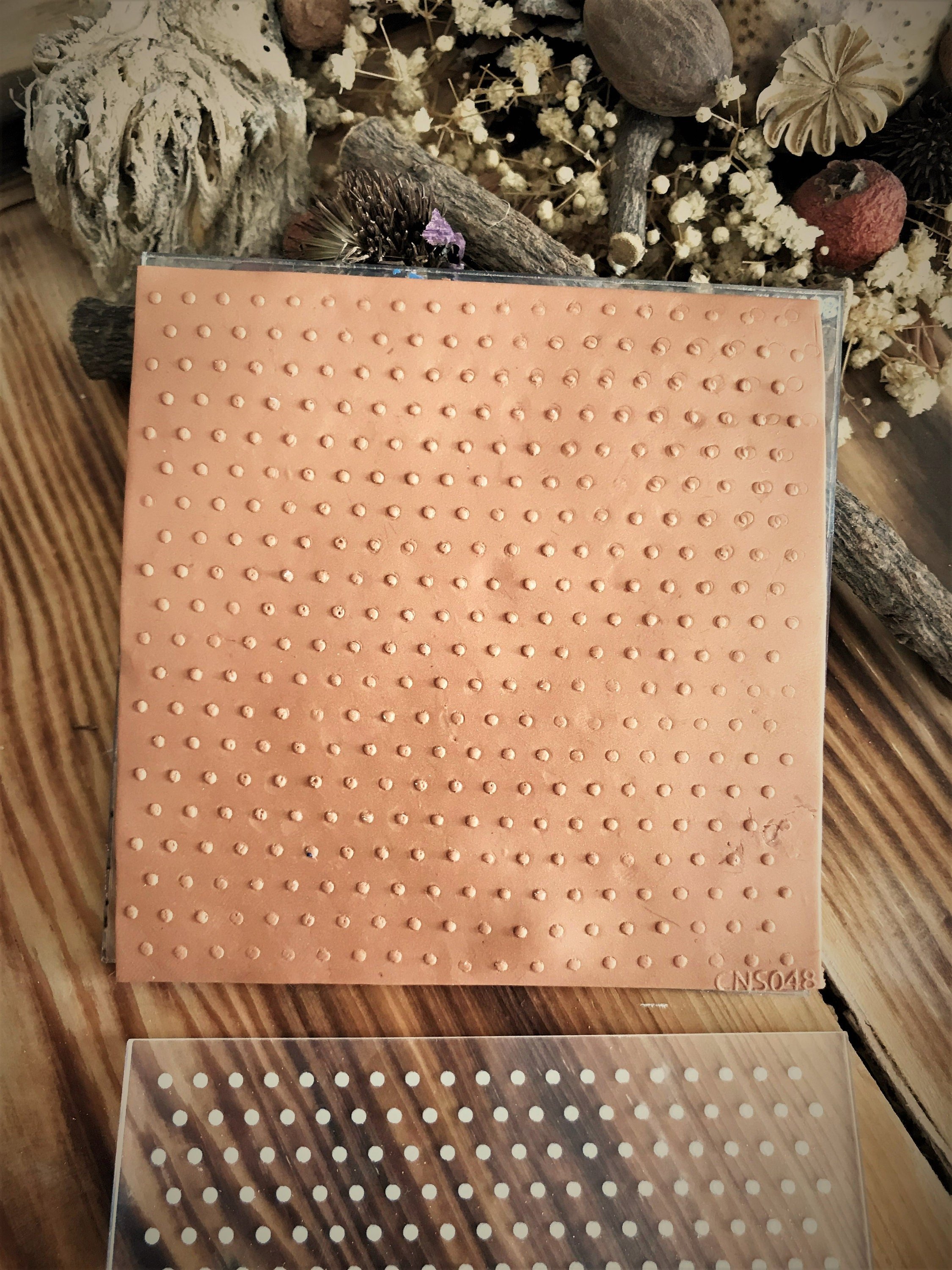 Dot Pattern Rubber or Acrylic Texture Mat – Polymer Clay Stamp, Embossing Tool, Acrylic Texture Sheet, Plaque, Tile for Fimo, Sculpey, Cernit