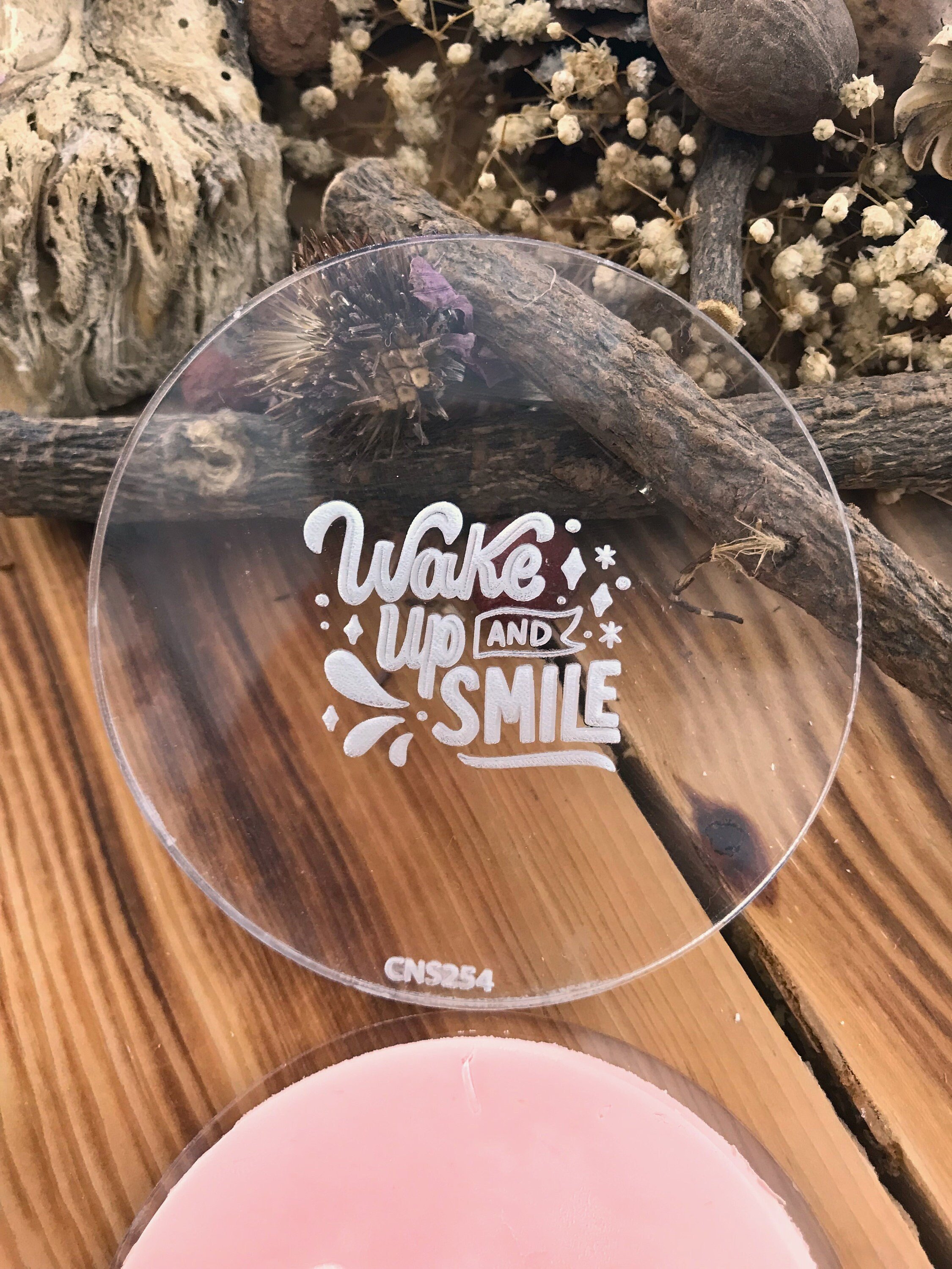 Wake Up And Smile Acrylic Texture Stamp for Polymer Clay, Embossing Stamp For Polymer Clay, Texture Sheet, Clay Stamp, Pottery Tools