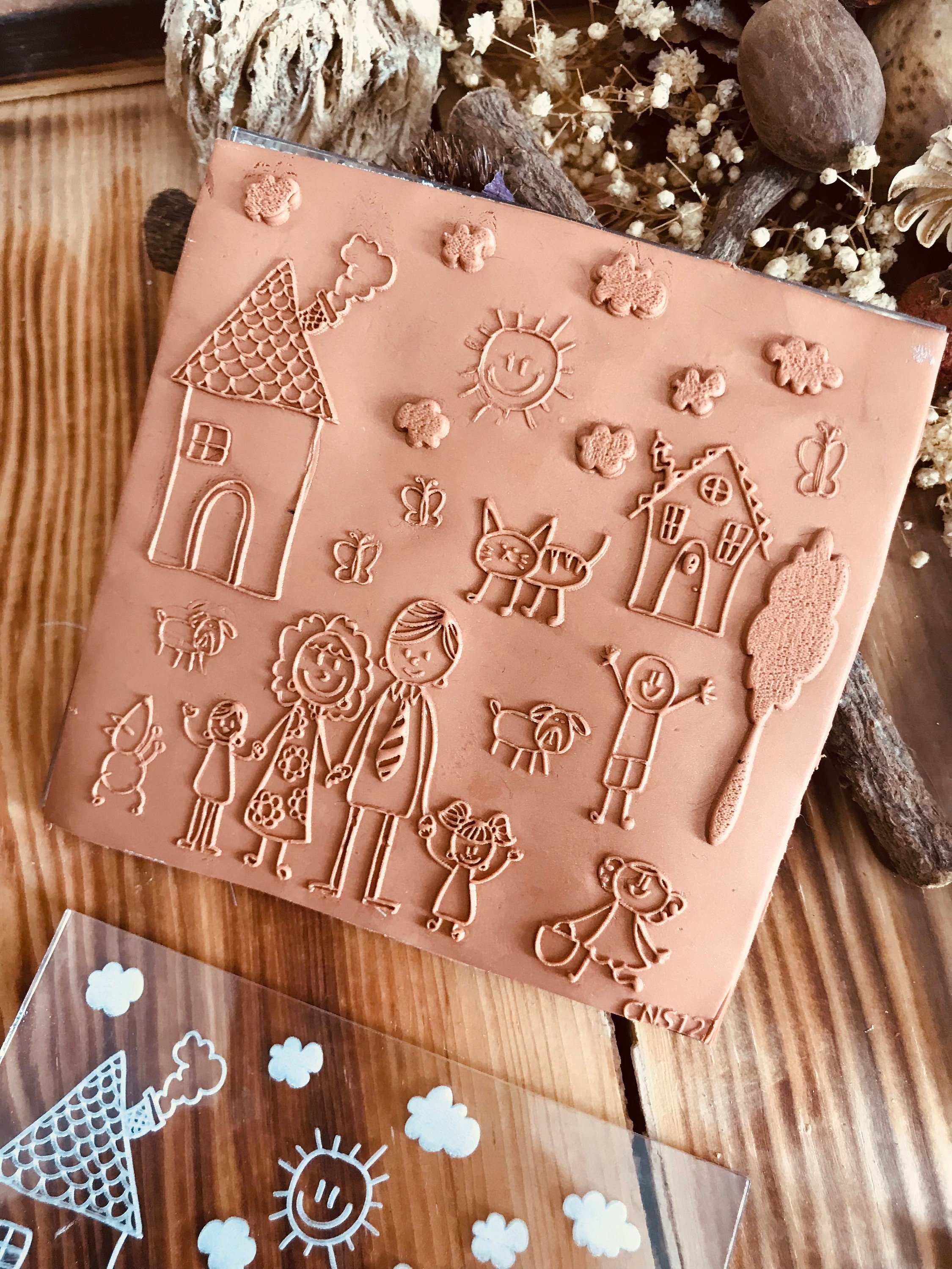My Family :)) Pattern Texture Mat, Embosser Stamp, Acrylic Clay Texture Sheet Deco, Lace Pattern, Ceramic Earring Supplies