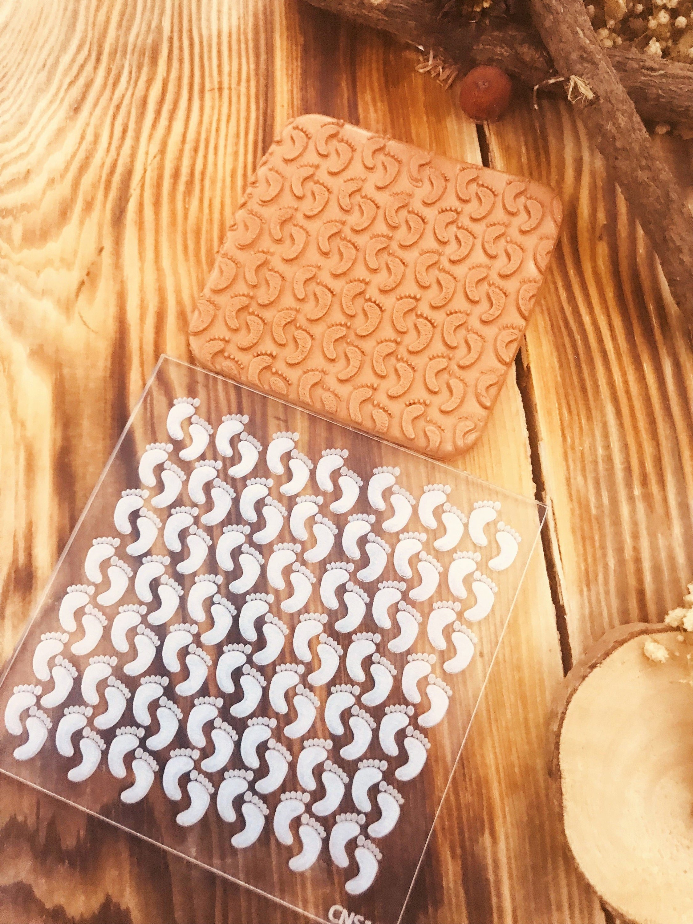 Tiny Foot Polymer CLay Embossing Stamp, Polymer Clay Tool, Texture Sheet, Pottery Tools, Ceramic Supplies, Texture Plate