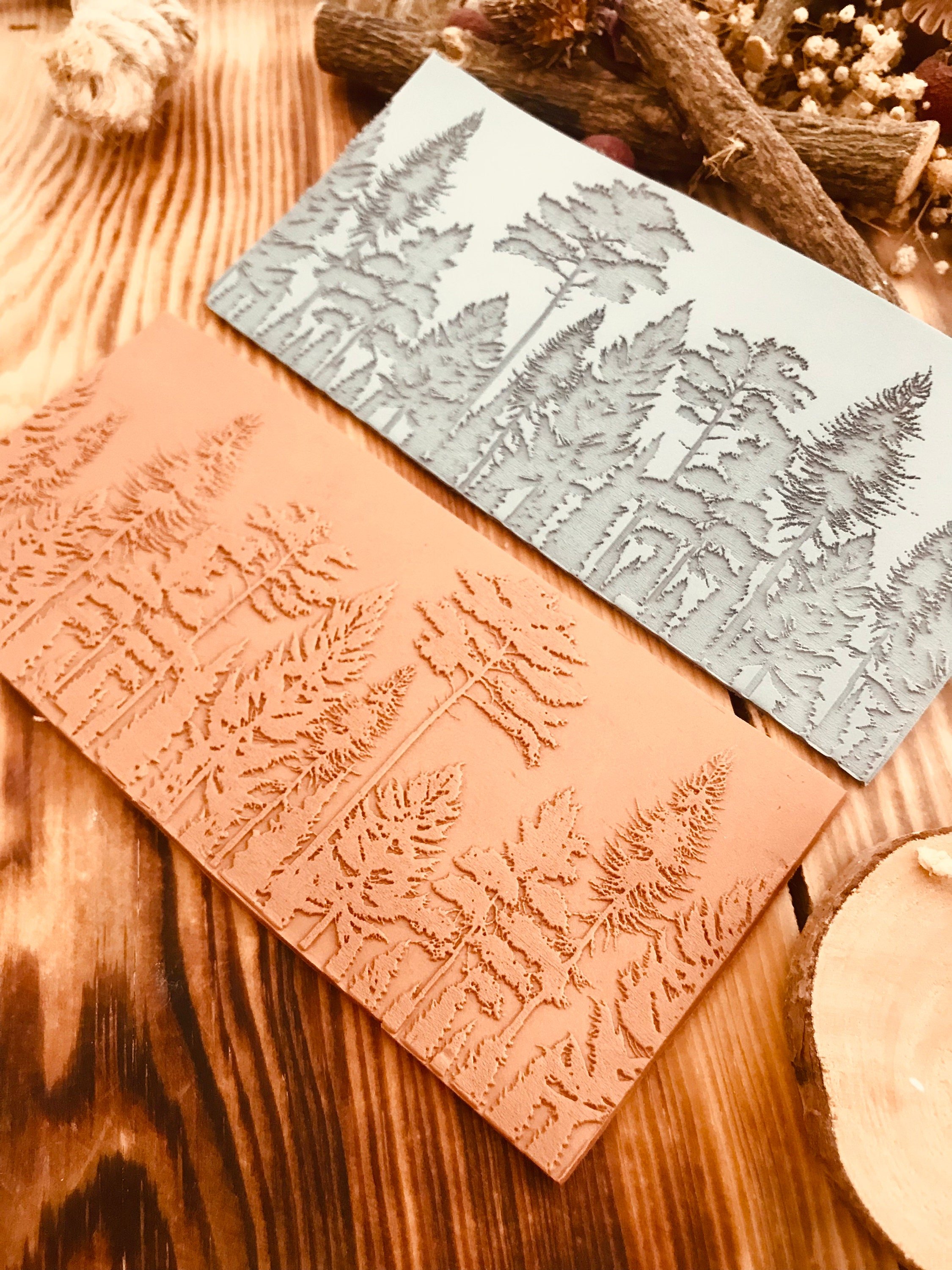 Forest Landscape Rubber Texture Mat – 7x14.5cm Clay Texture Sheet | Nature Pattern Stamp for Polymer Clay, Air Dry Clay, Jewellery & Mug Designs