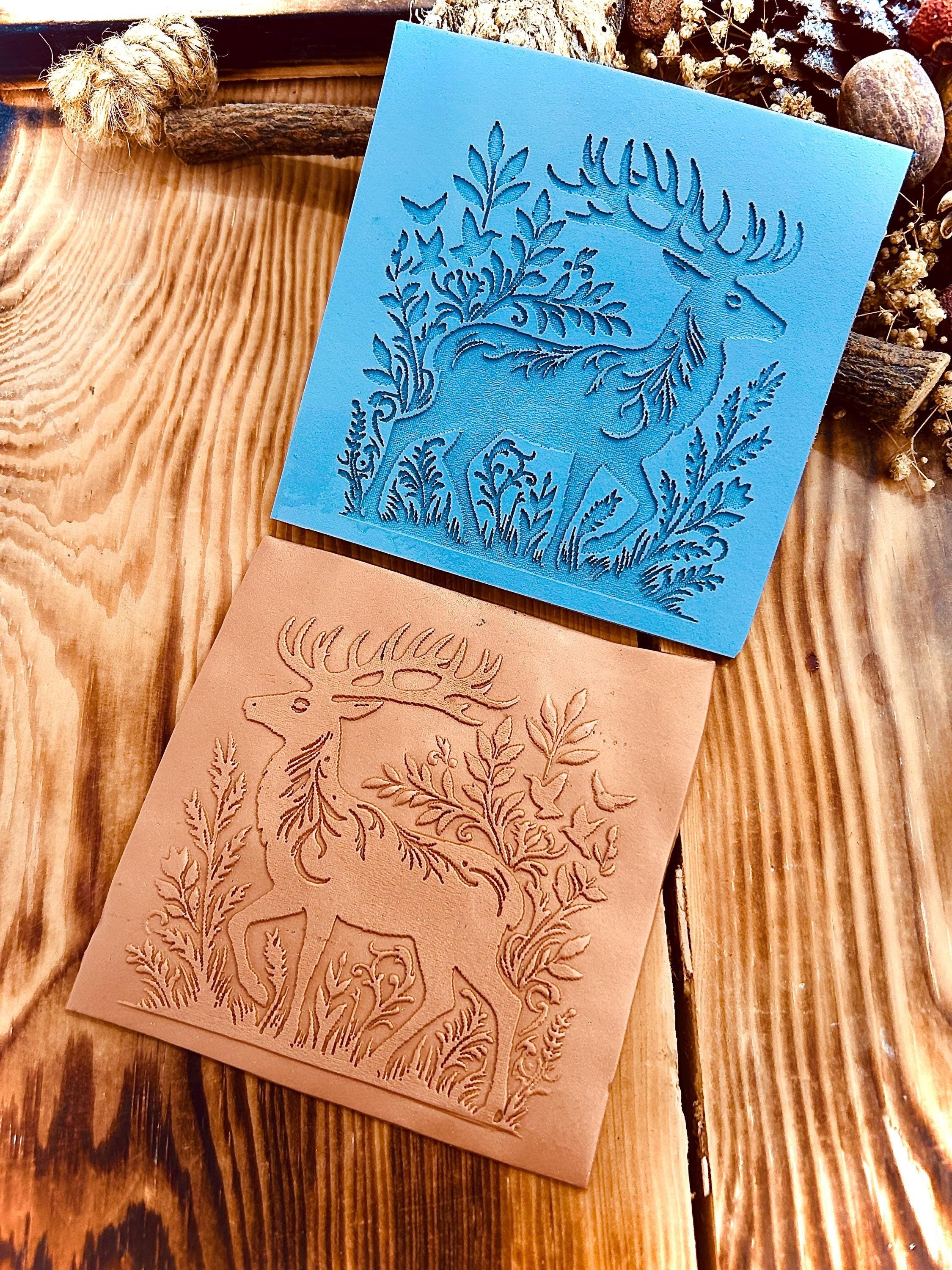 Deer with Flowers And Birds Rubber Texture Mat – Nature Pattern Stamp for Polymer Clay, Air Dry Clay, Metal Clay | 3 Sizes Available