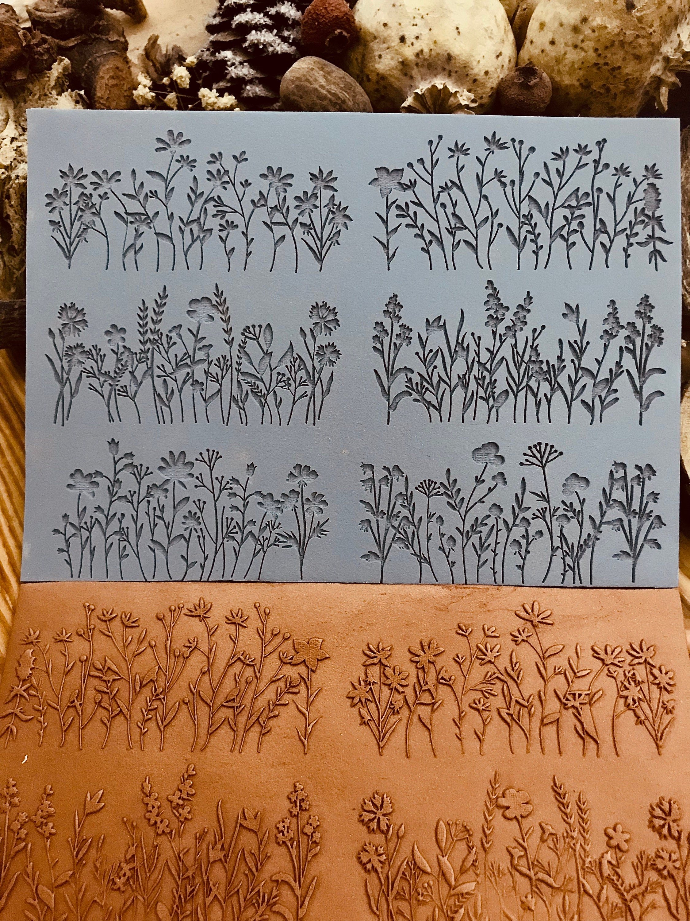 🌿 6-Piece Floral Meadow Rubber Texture Mat – Perfect for Polymer Clay & Ceramics! 🌿