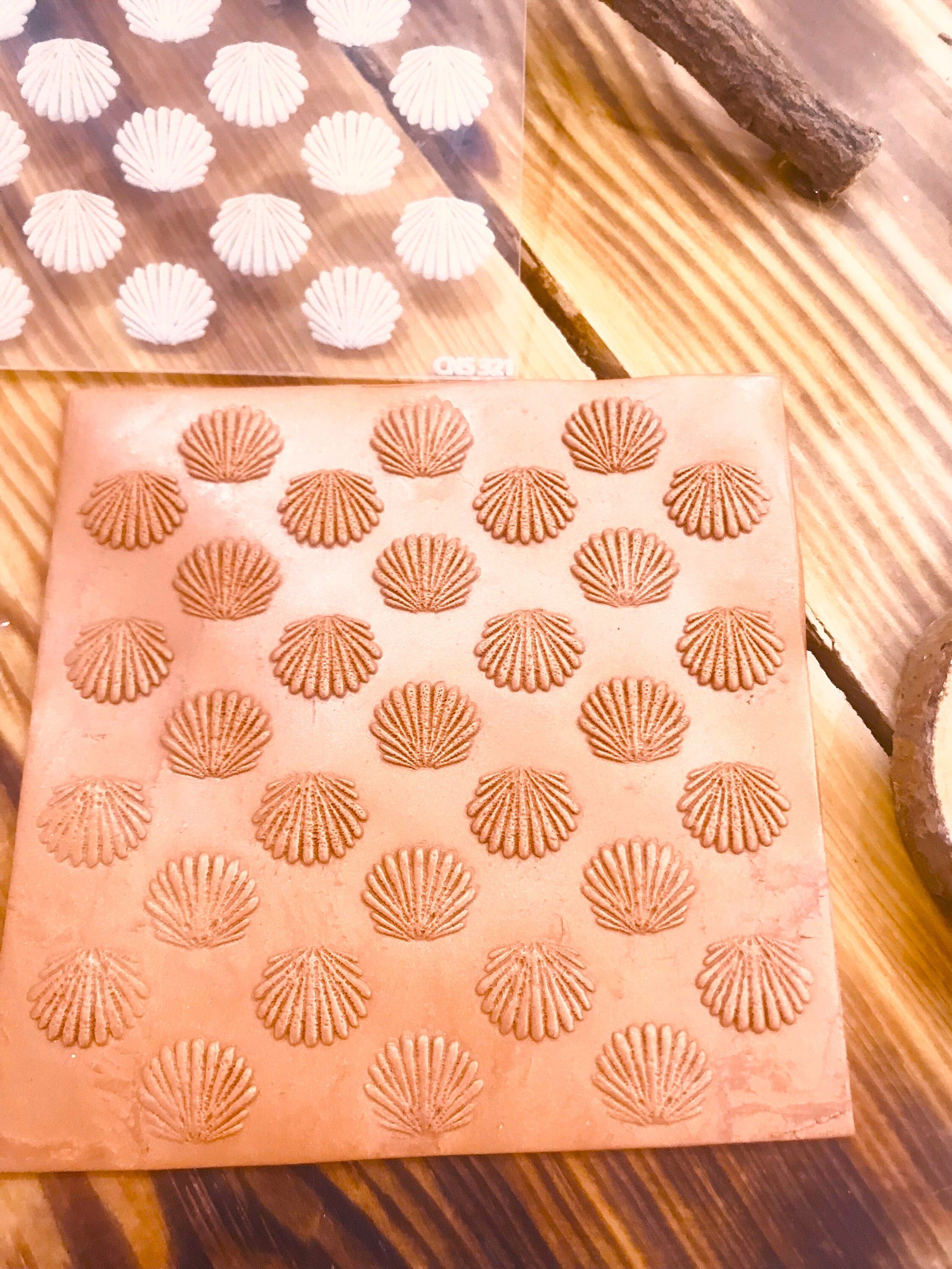 Seashell Pattern Acrylic Texture Sheet or Rubber Texture Mat for Polymer Clay 10*10cm Size