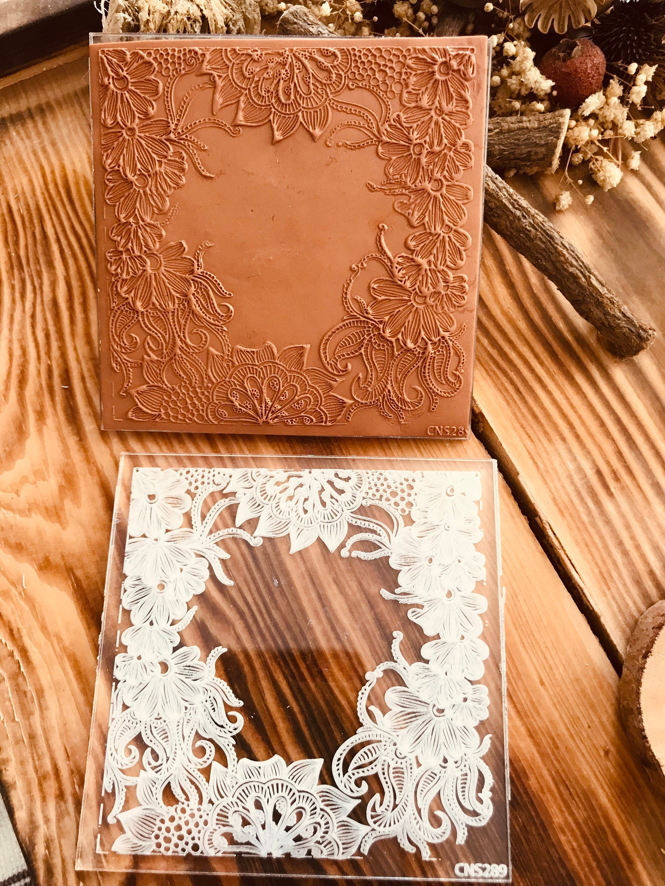 Pattern embosser fondant stamp, acrylic embosser for cookies, cupcakes, and cake decorating debosser