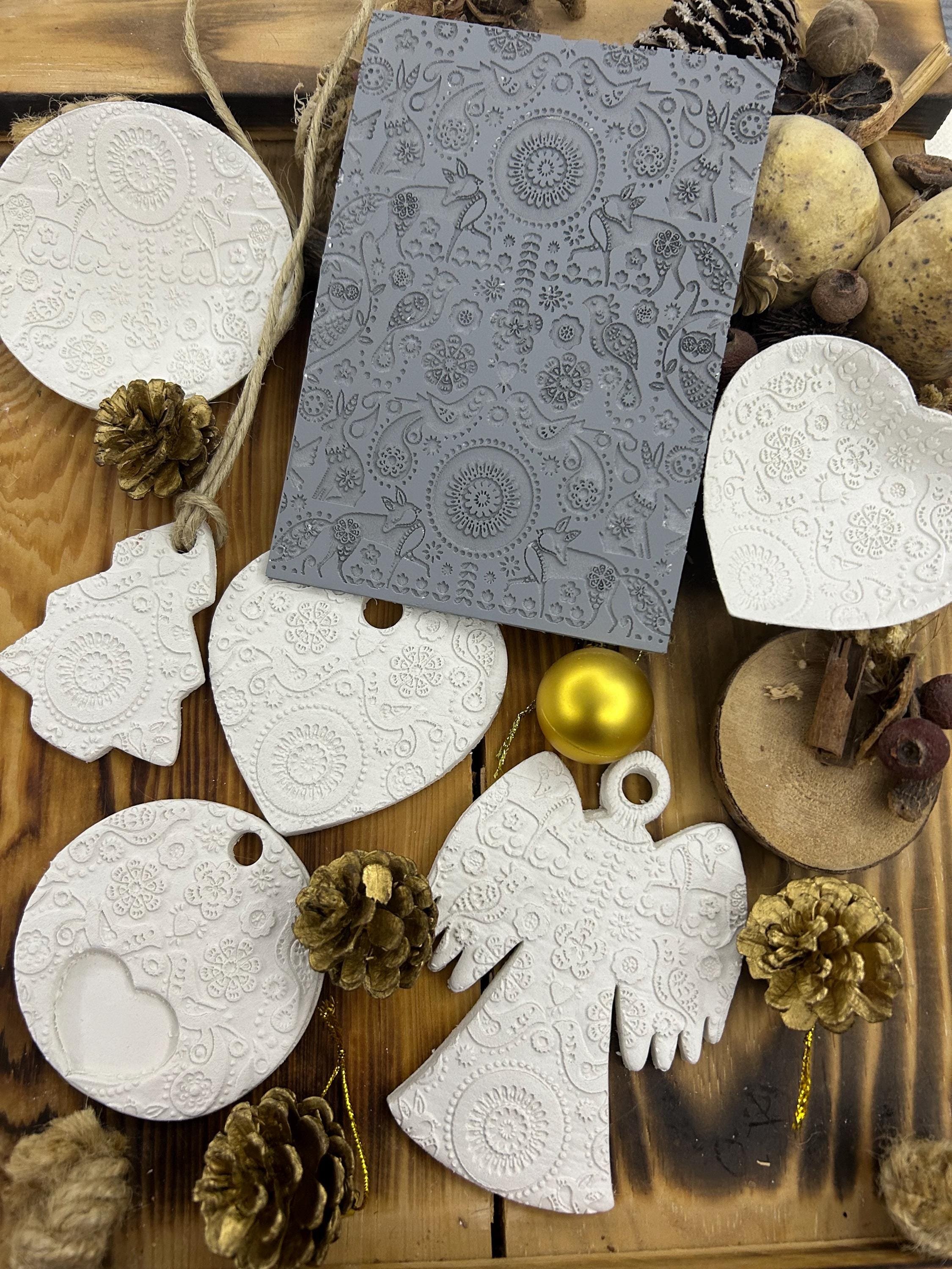 Christmas Nordic Ornament Rubber Texture Mat – 10 x 14 cm for Polymer Clay, Soap, Metal Clay & More